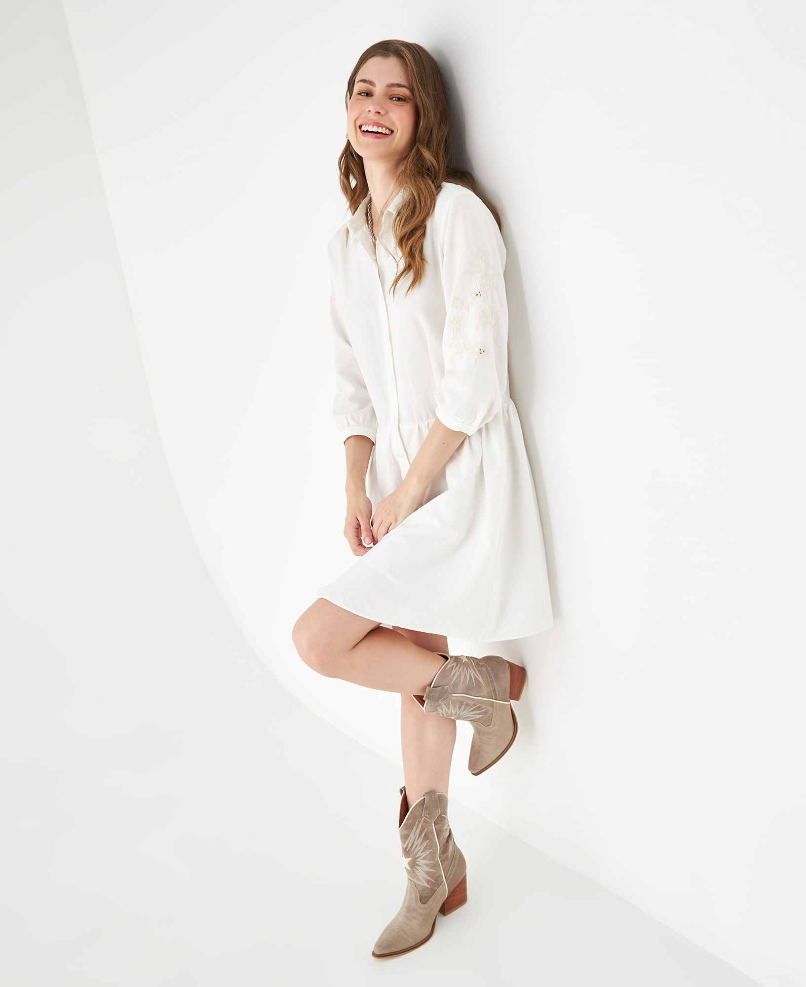 Vestido corto manga larga para mujer