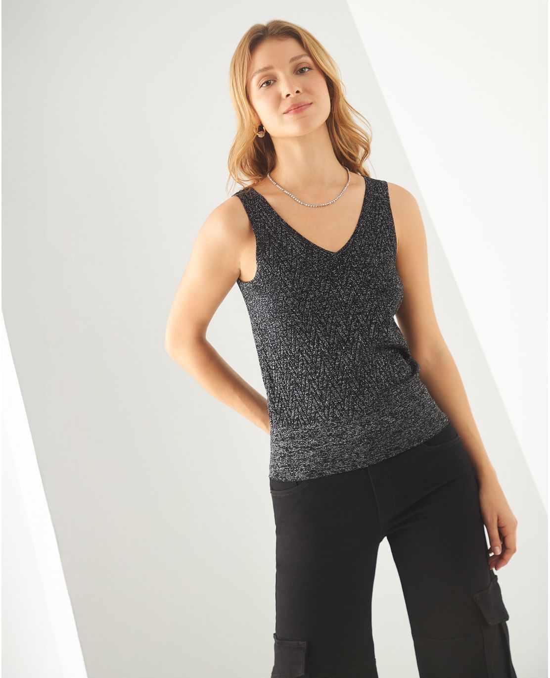 Camiseta tejida manga sisa para mujer