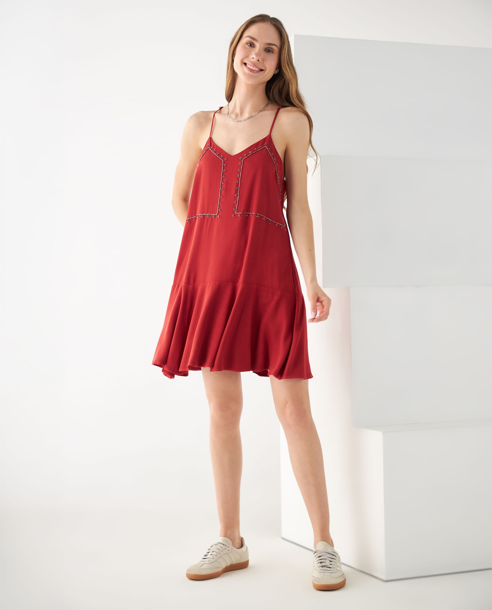 Vestido con escote en V para mujer