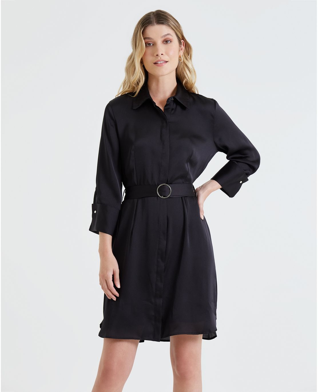 Vestido corto con cinturón para mujer