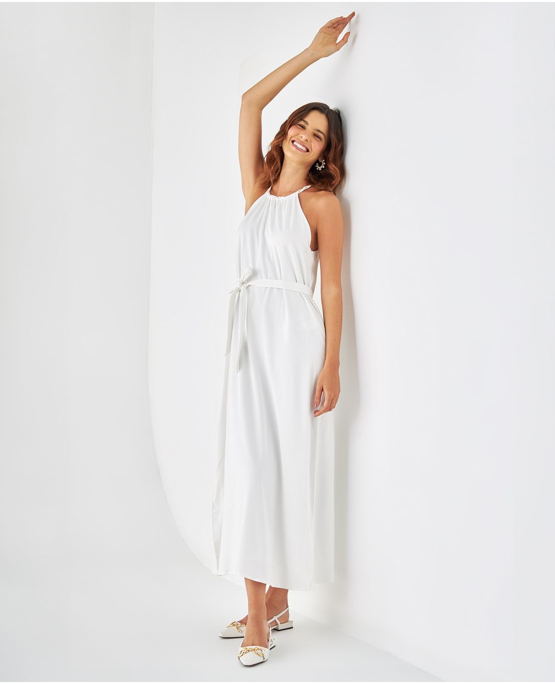 Vestido largo de cuello alto para mujer