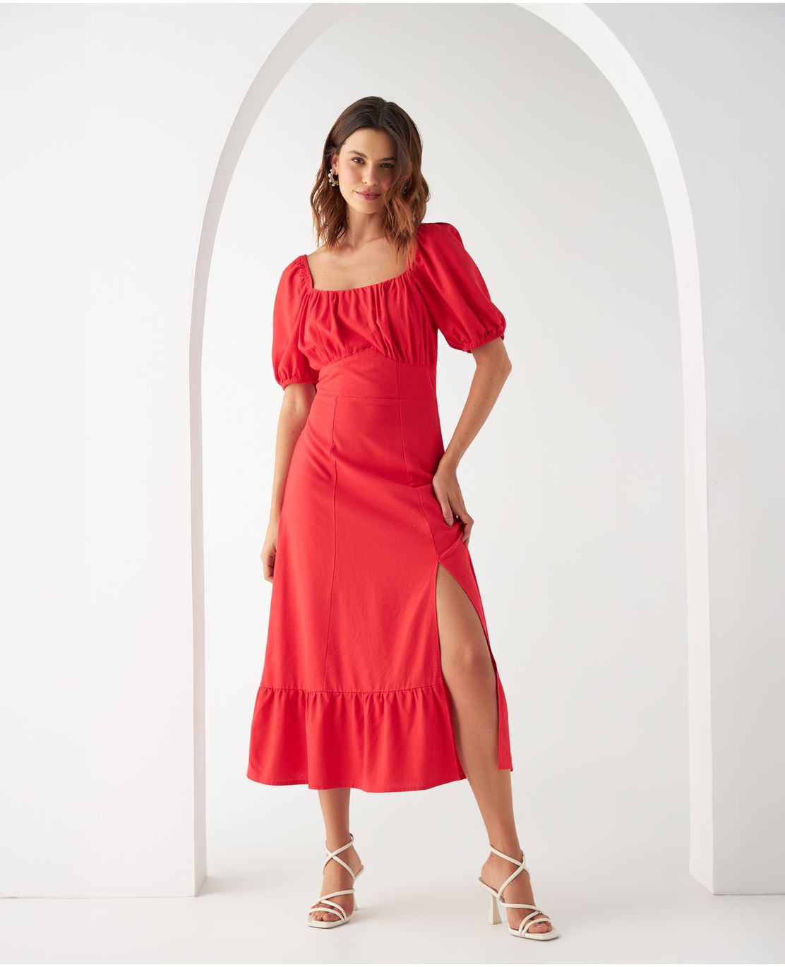 Vestido largo con abertura para mujer