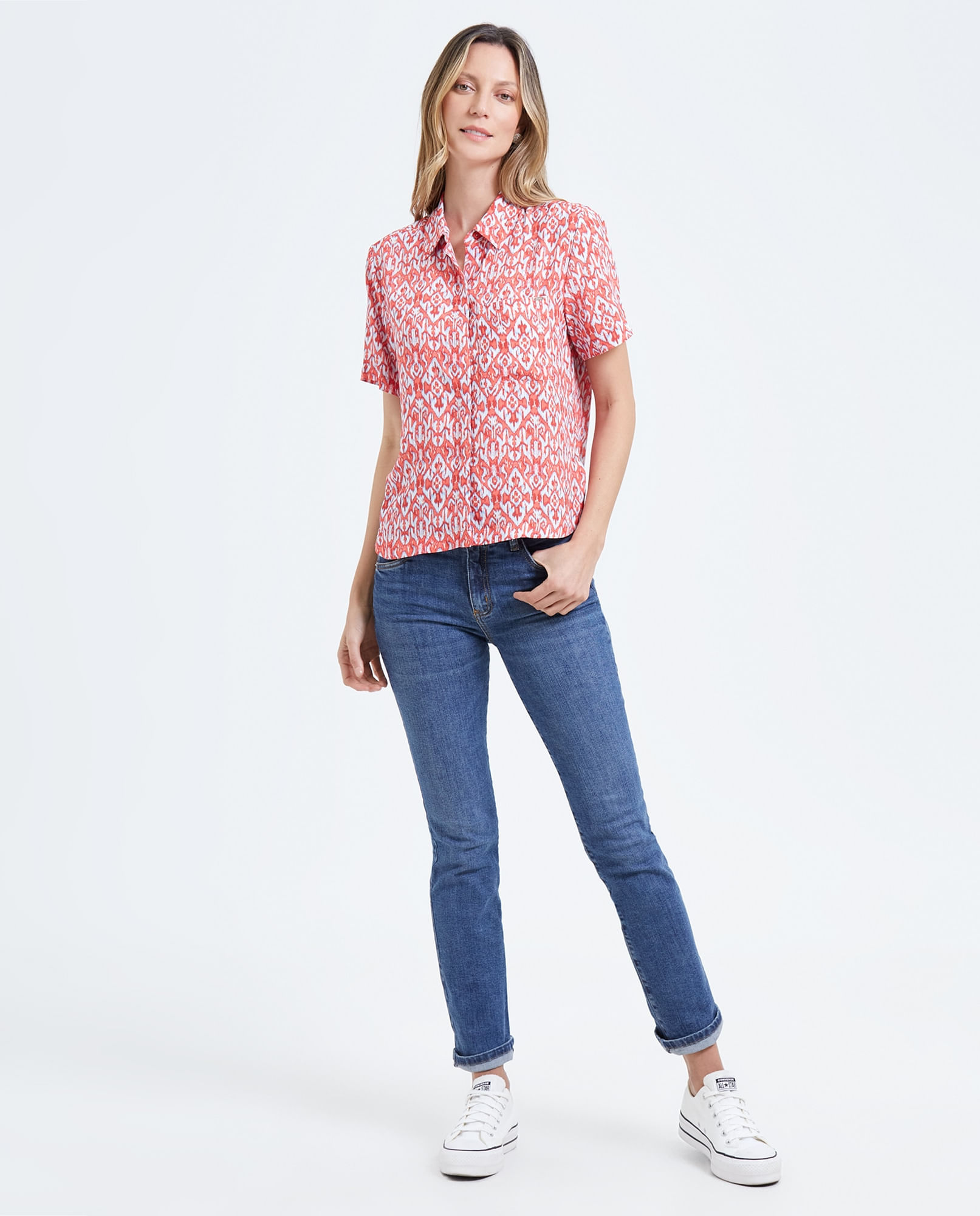 Camisa con botones ocultos para mujer