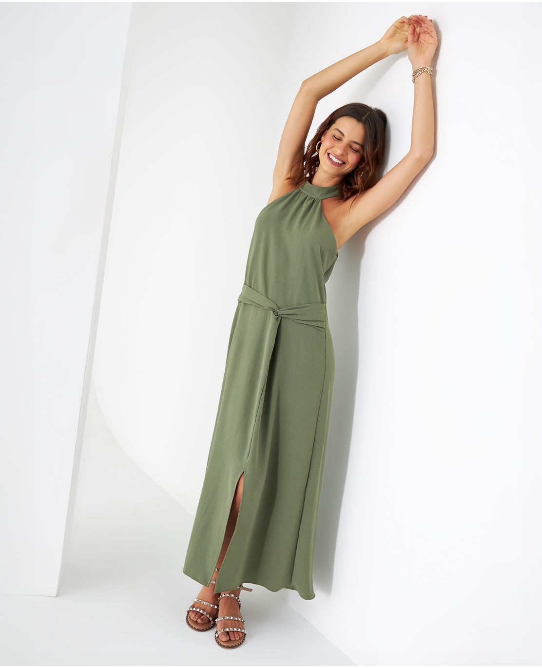 Vestido con abertura en falda para mujer