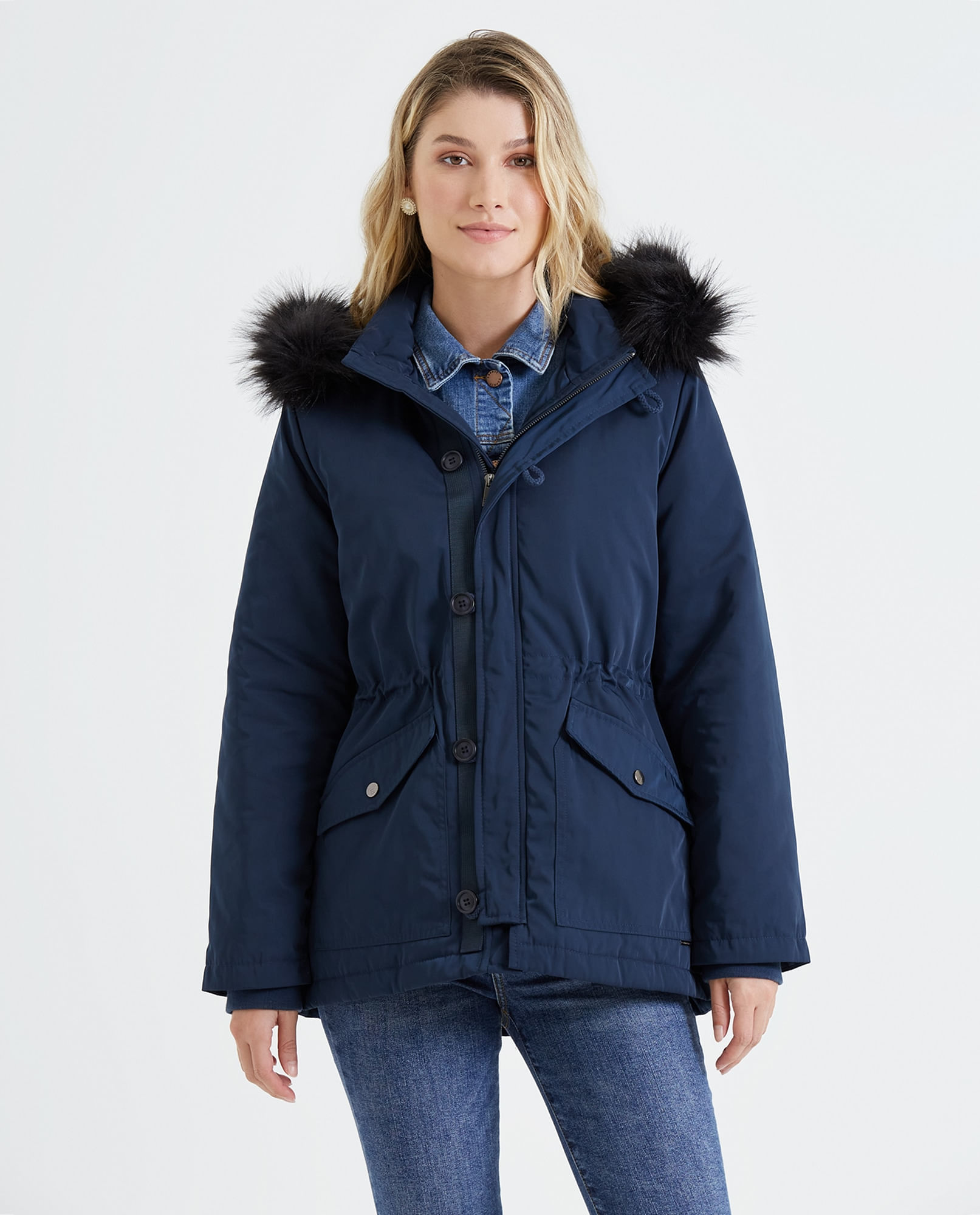 Chaqueta abullonada con capucha para mujer