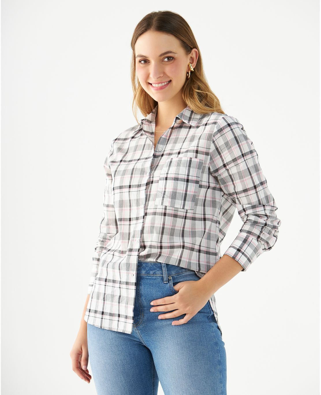 Camisa con diseño a cuadros para mujer