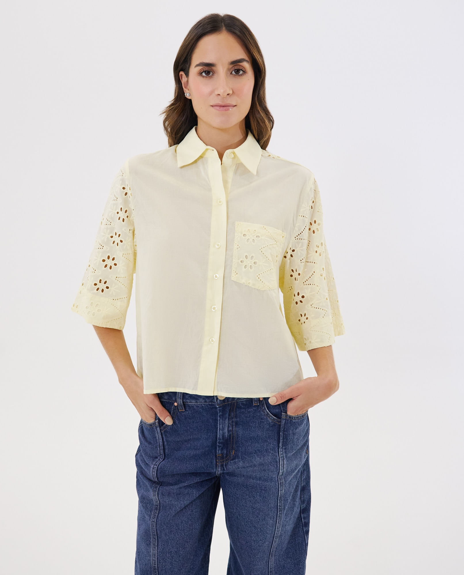 Camisa manga 3/4 amplia para mujer