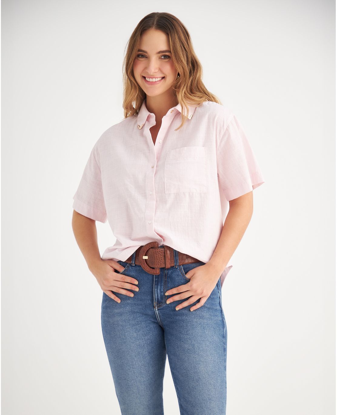 Camisa con diseño a rayas para mujer