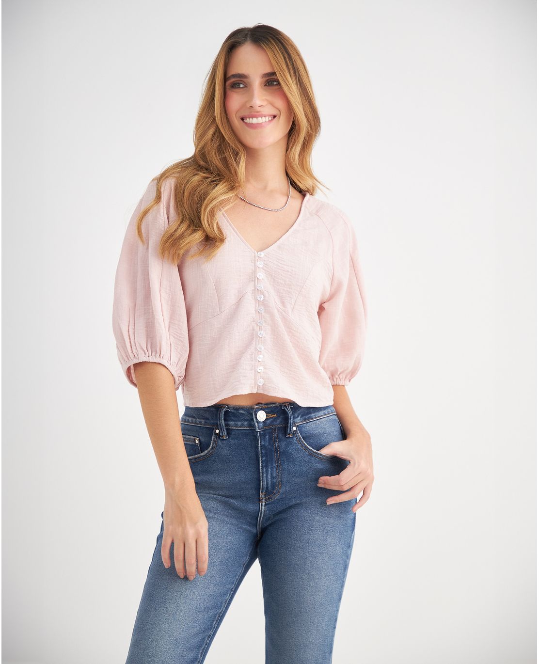 Camisa con cuello en V para mujer