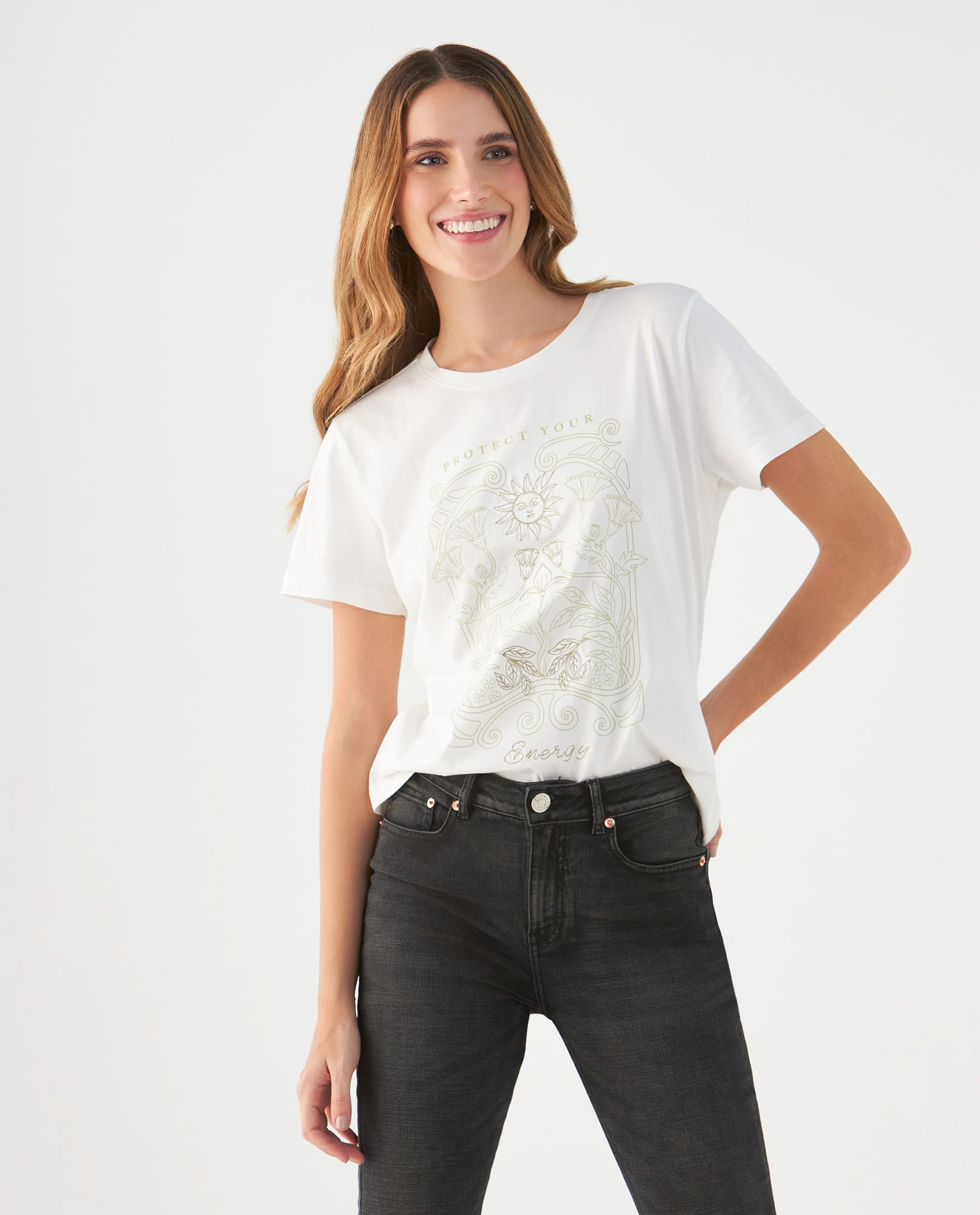 Camiseta básica estampada para mujer