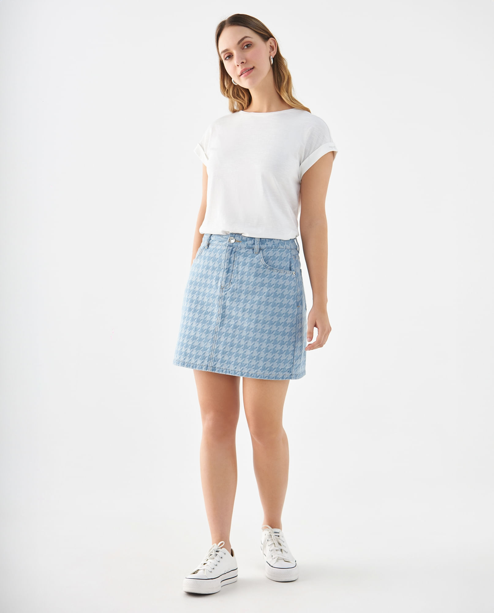 Falda con diseño gallineto para mujer