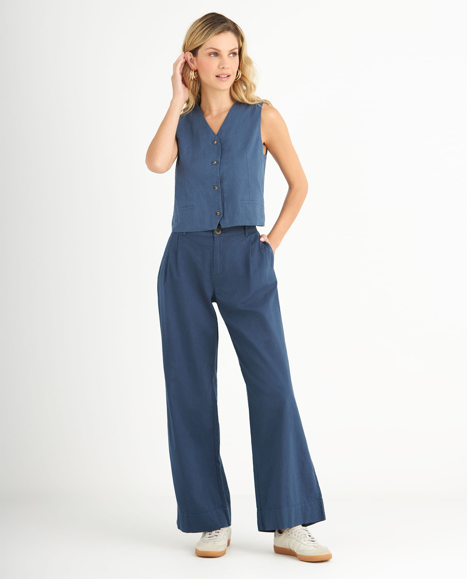 Pantalón de bota recta amplia para mujer