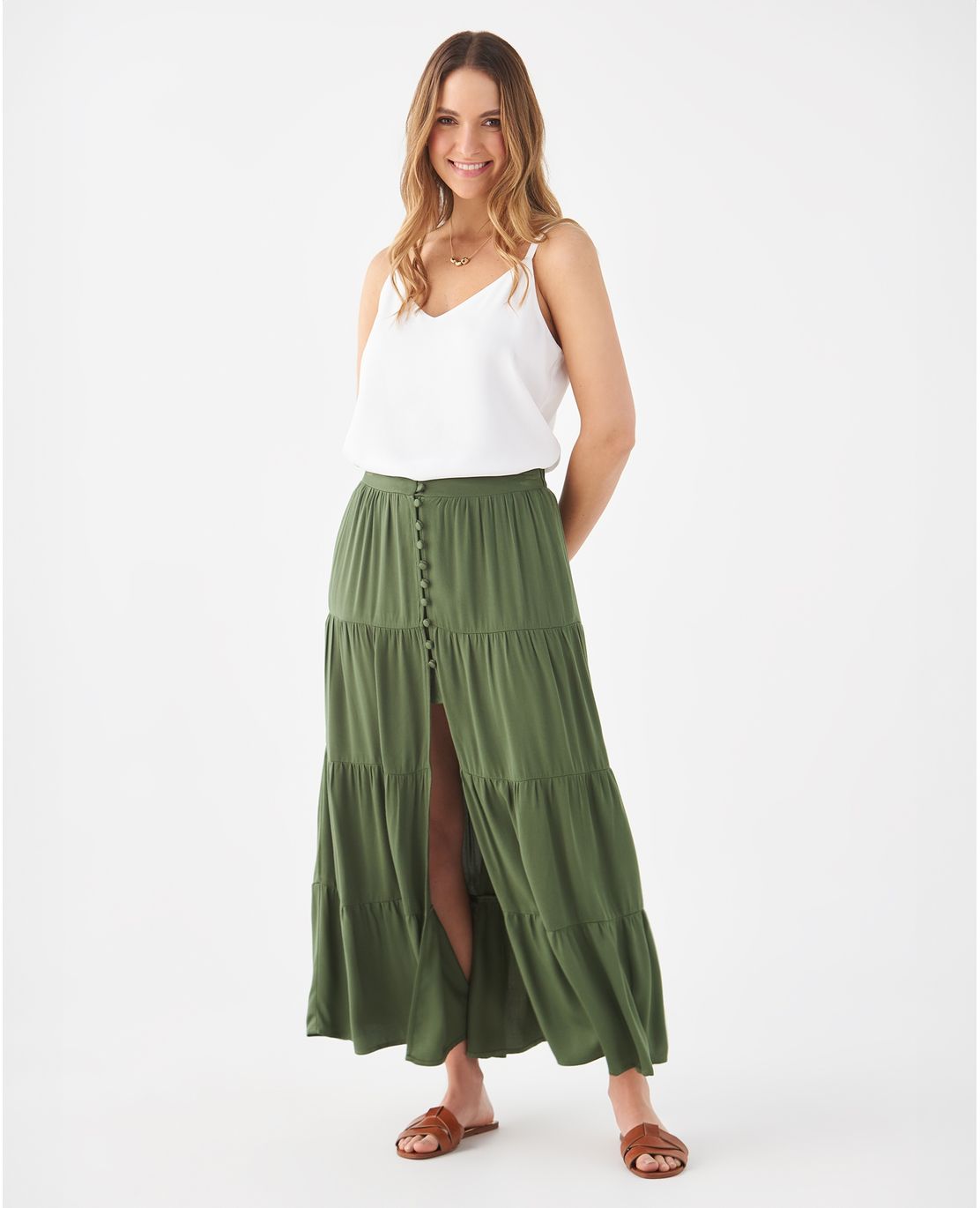 Falda con abertura en frente para mujer