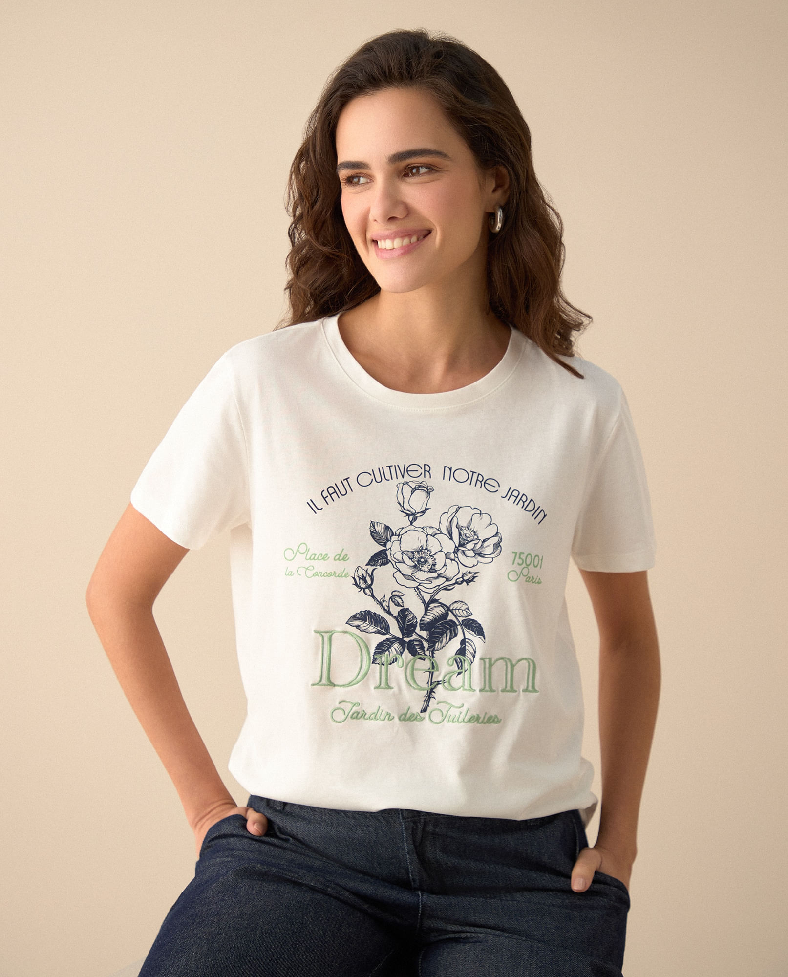Camiseta estampada básica para mujer