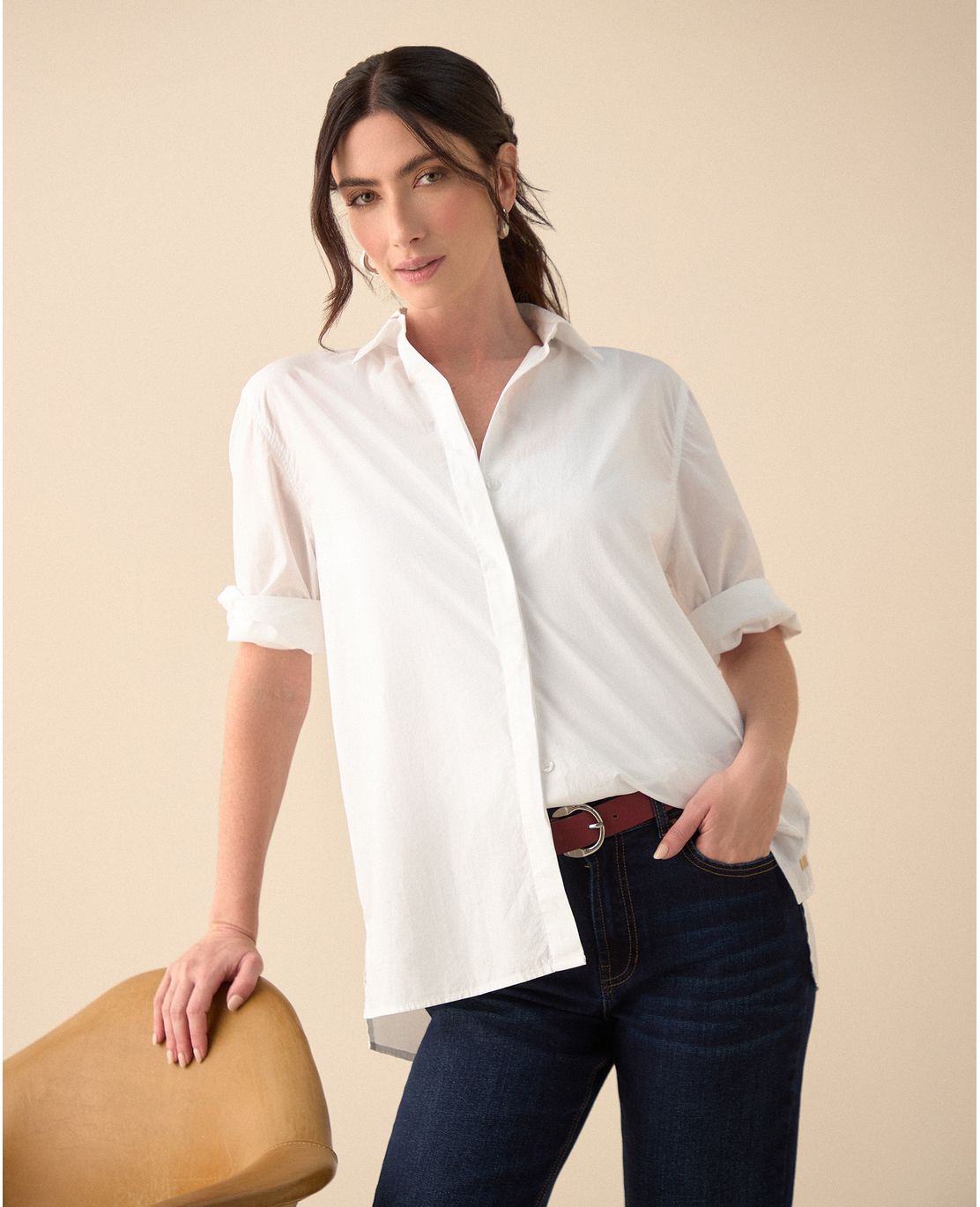 Camisa de botones manga 3/4 para mujer