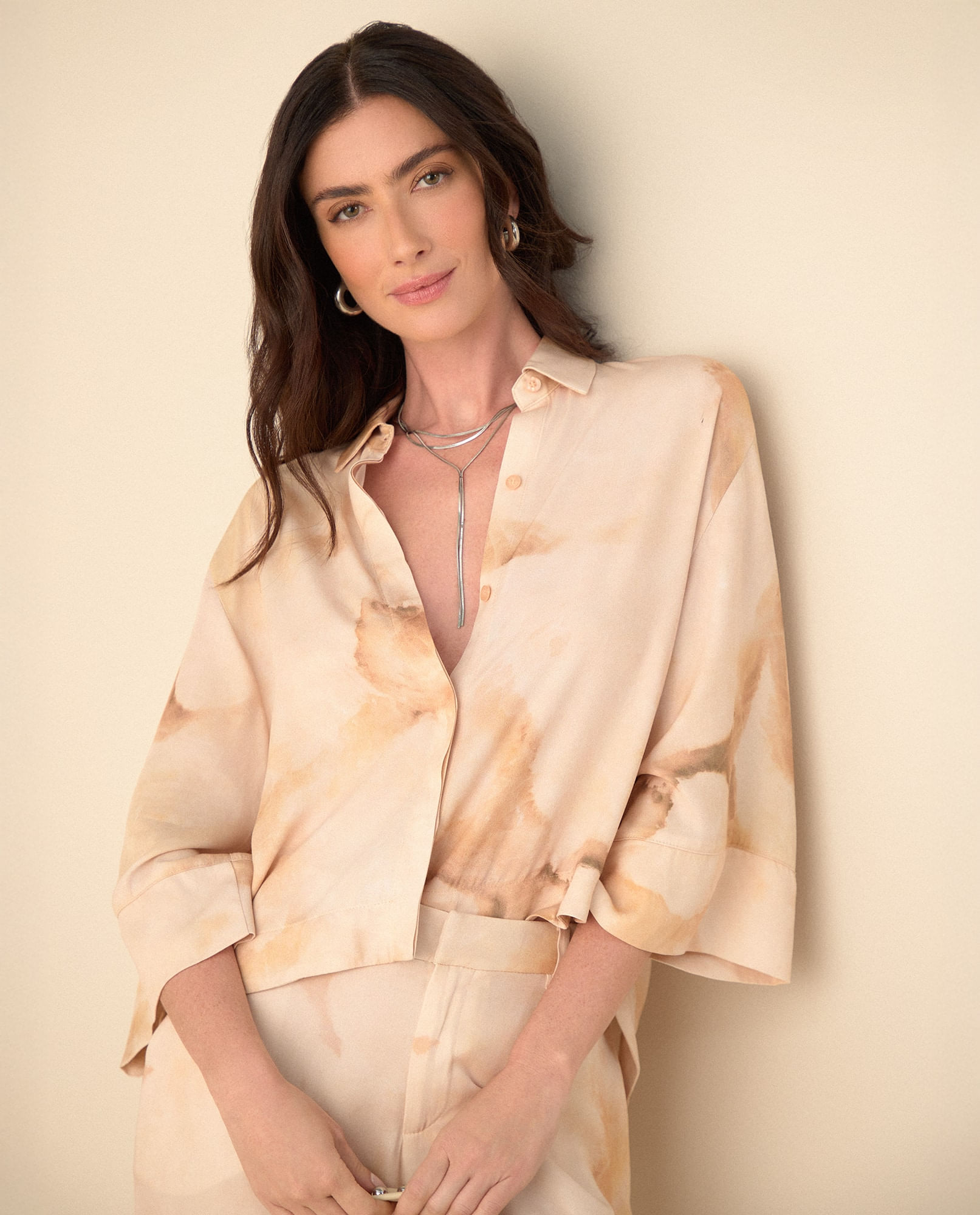 Camisa manga 3/4 amplia para mujer