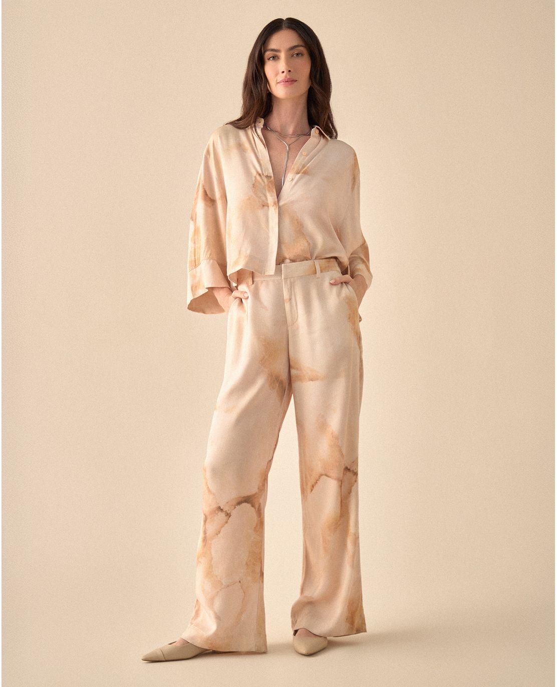 Pantalón Wide Leg estampado para mujer