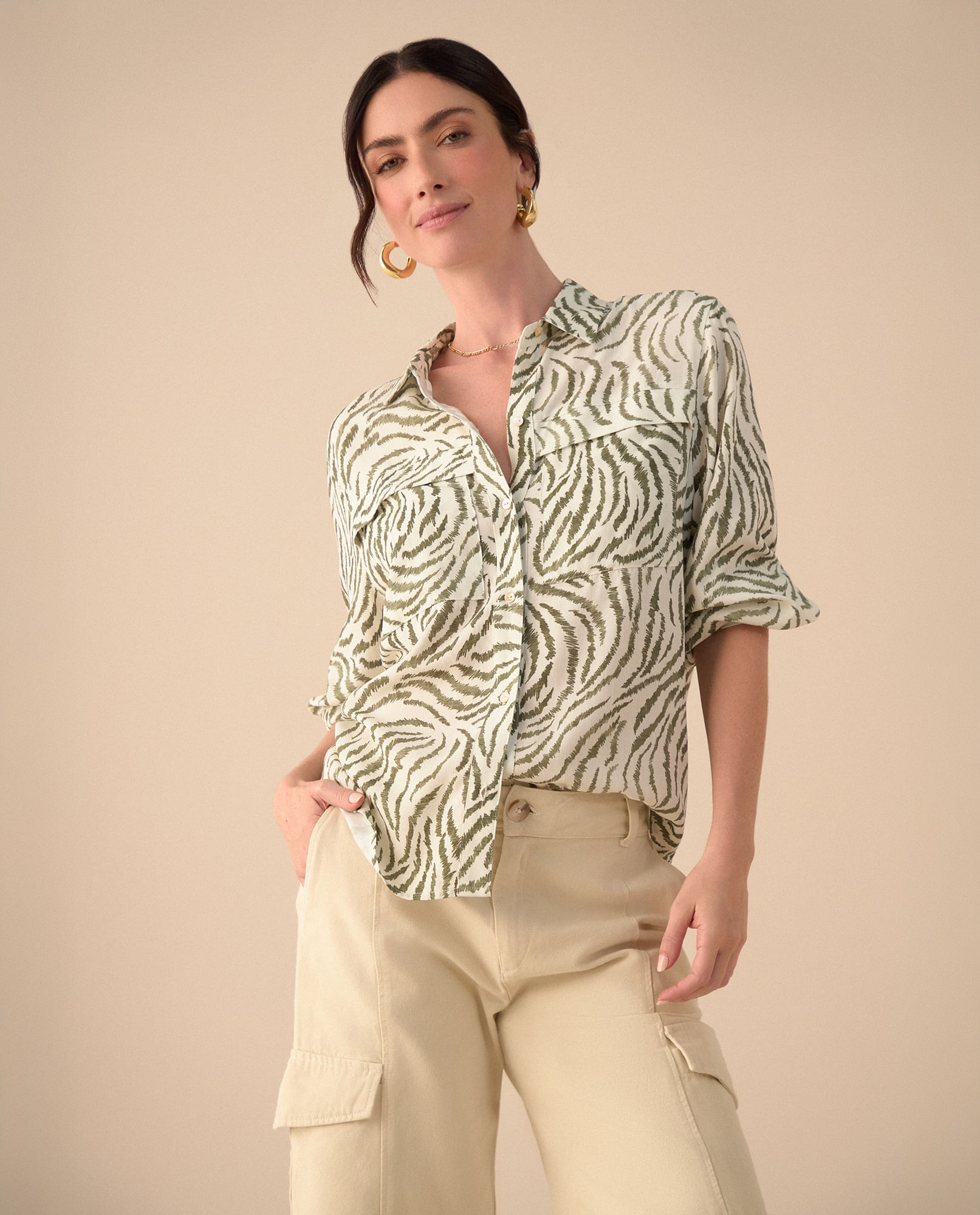 Camisa clásica estampada para mujer
