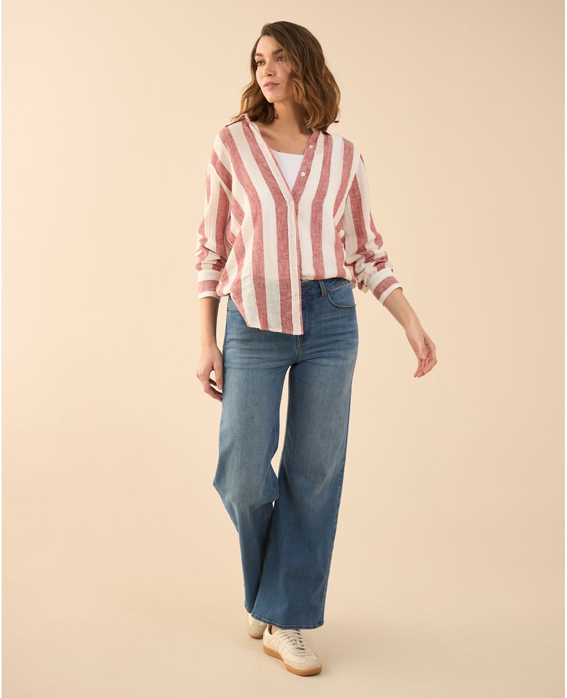 Jean Wide Leg tono medio para mujer