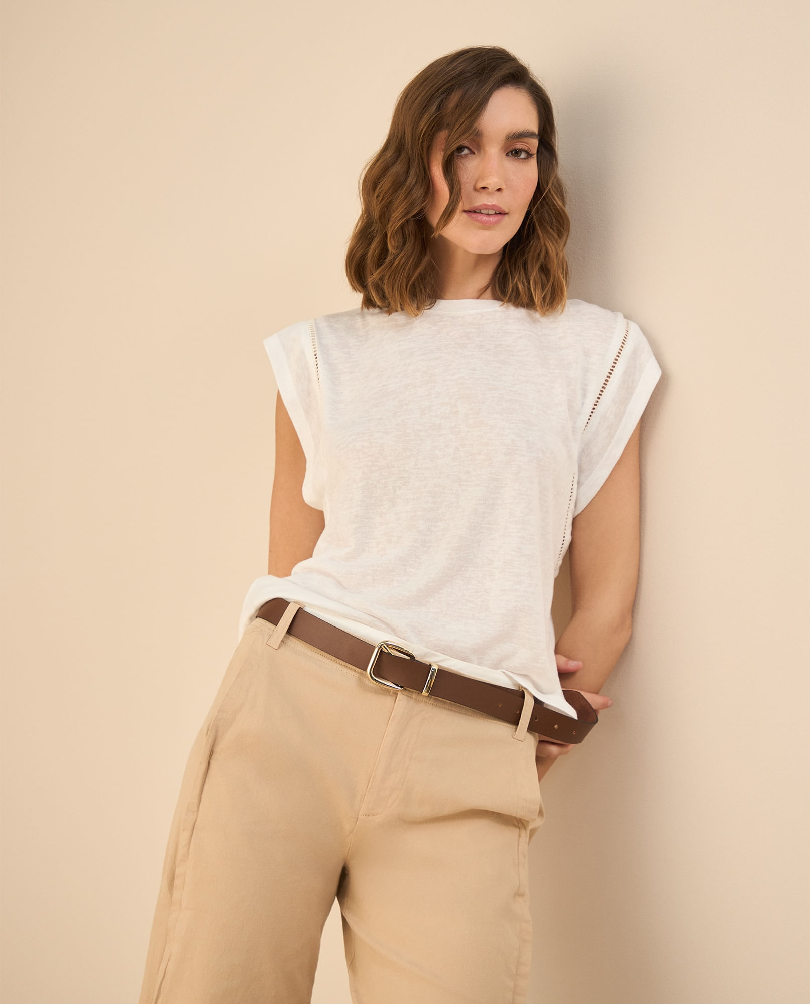 Camiseta manga sisa para mujer