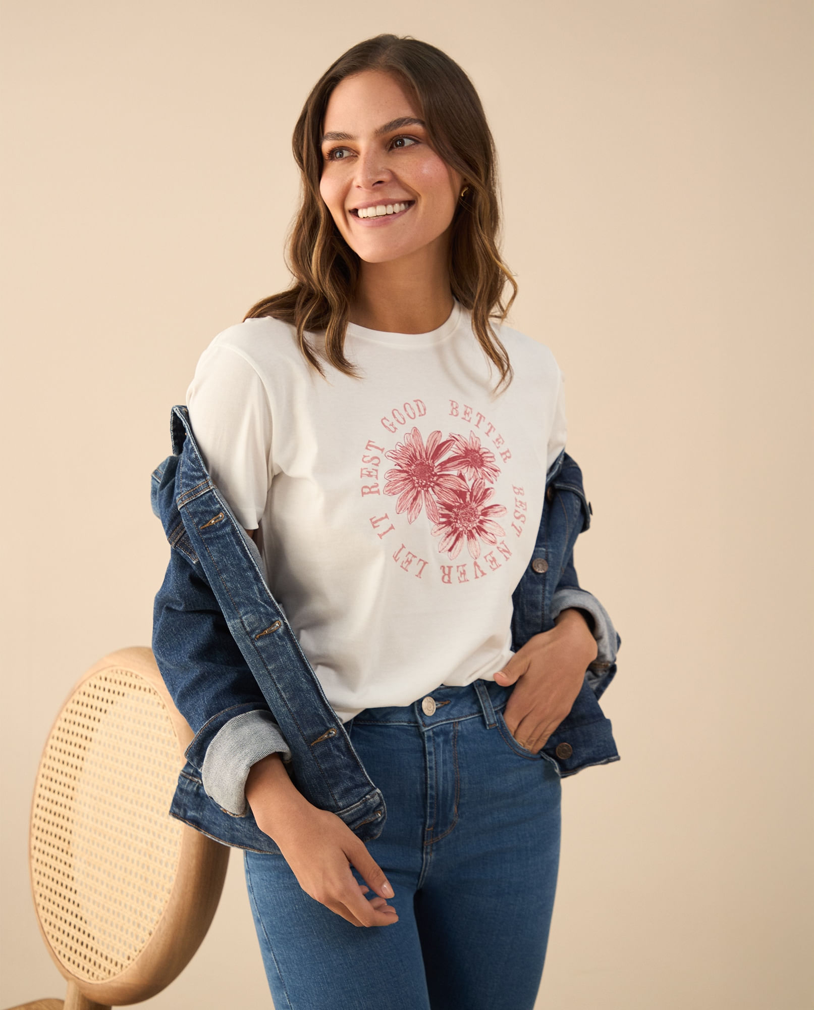 Camiseta básica estampada para mujer