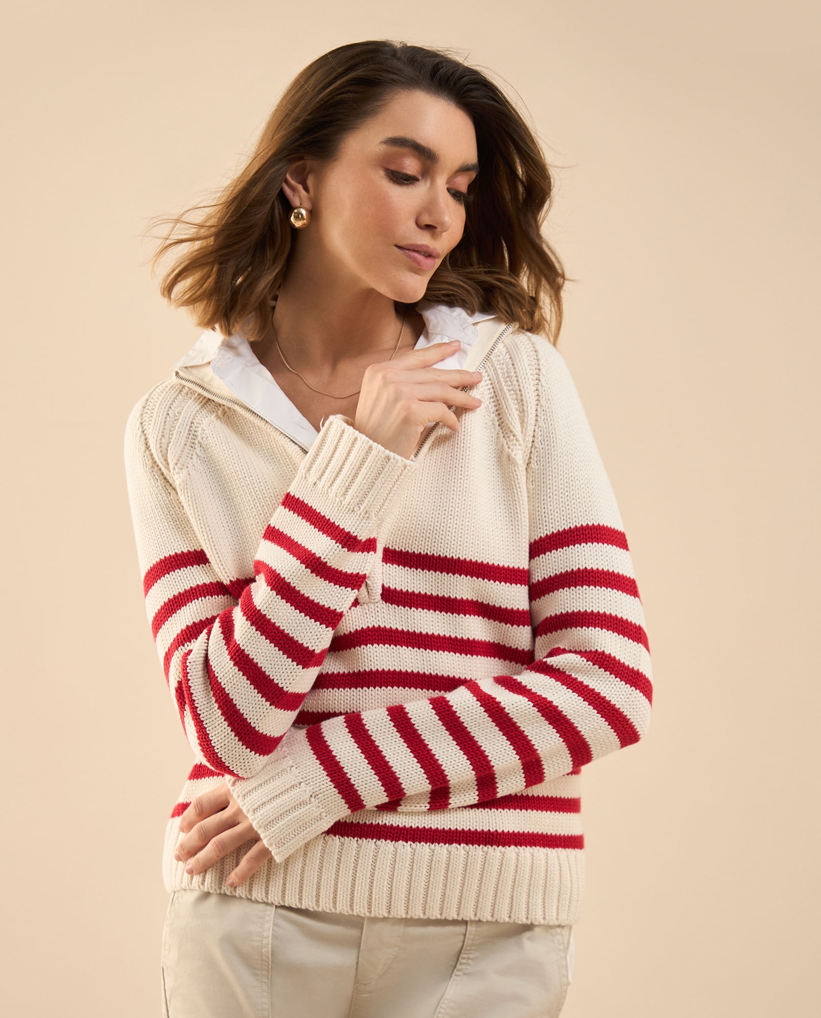 Buzo tejido cuello alto para mujer