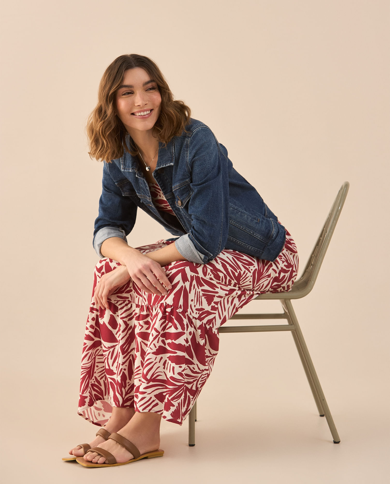 Vestido estampado largo para mujer