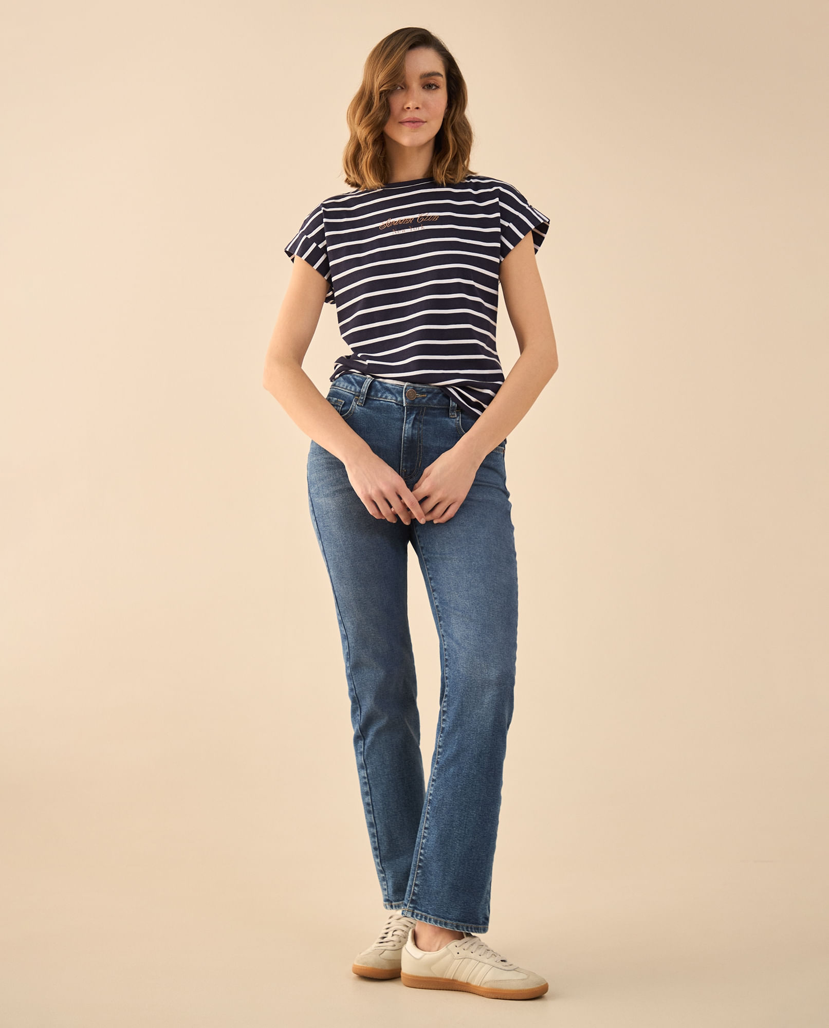Jean Straight Tiro alto para mujer