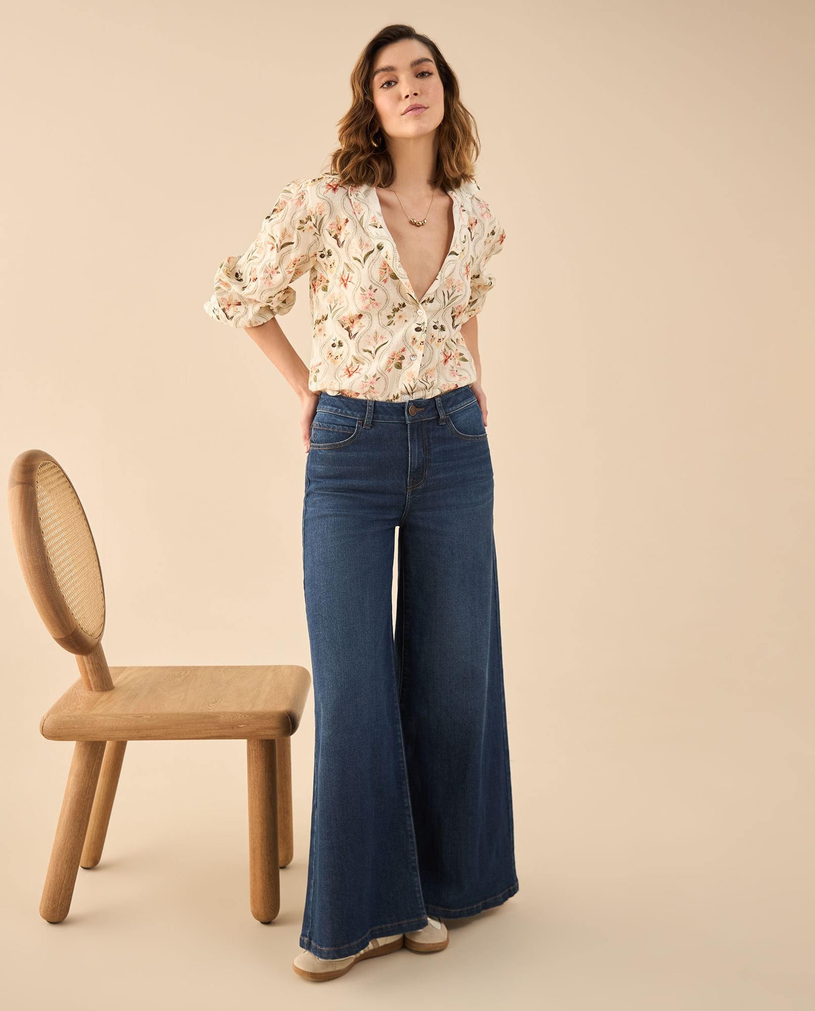 Jean Wide Leg tono oscuro para mujer