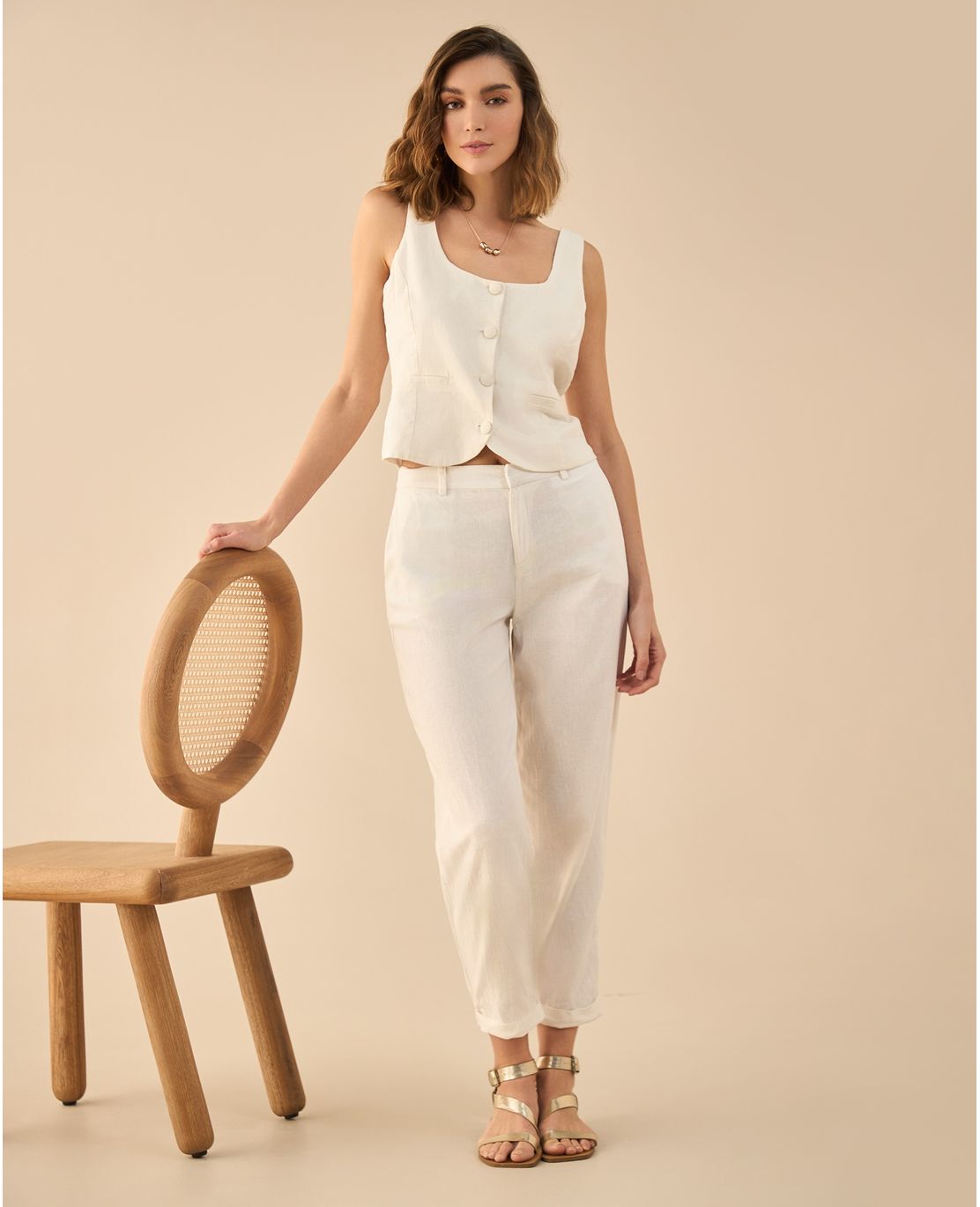 Pantalón tipo lino para mujer