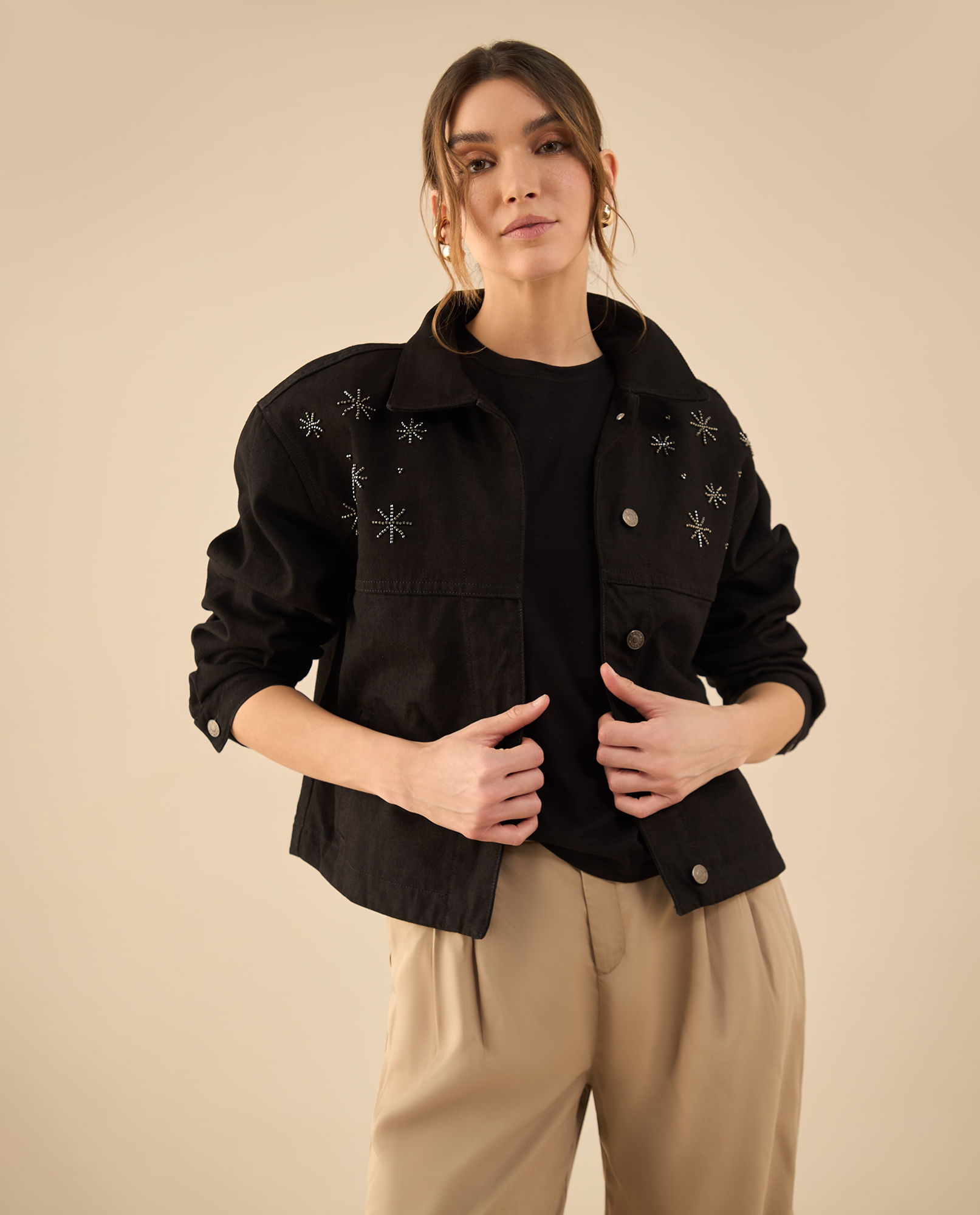 Chaqueta en black denim para mujer