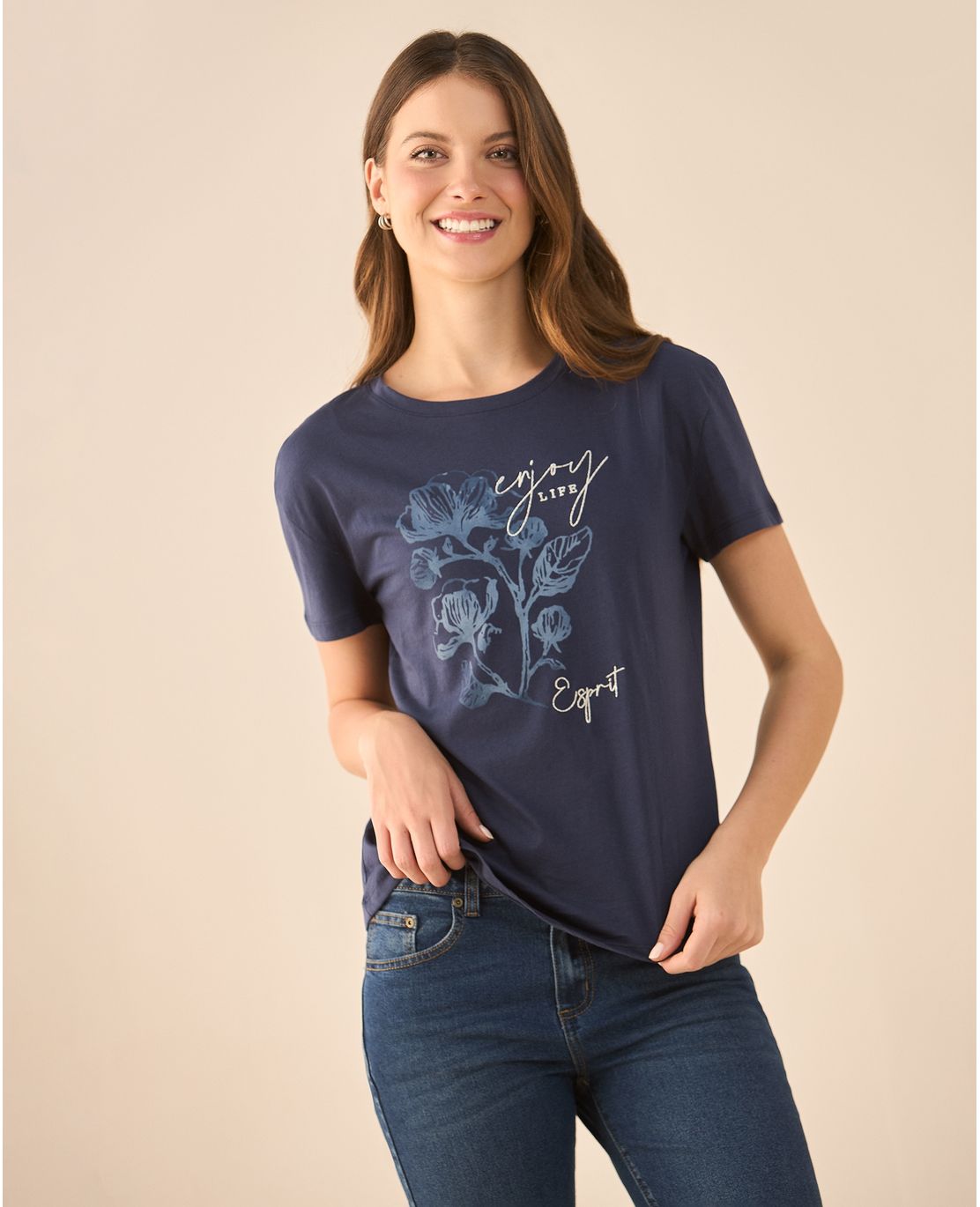 Camiseta estampada en frente para mujer