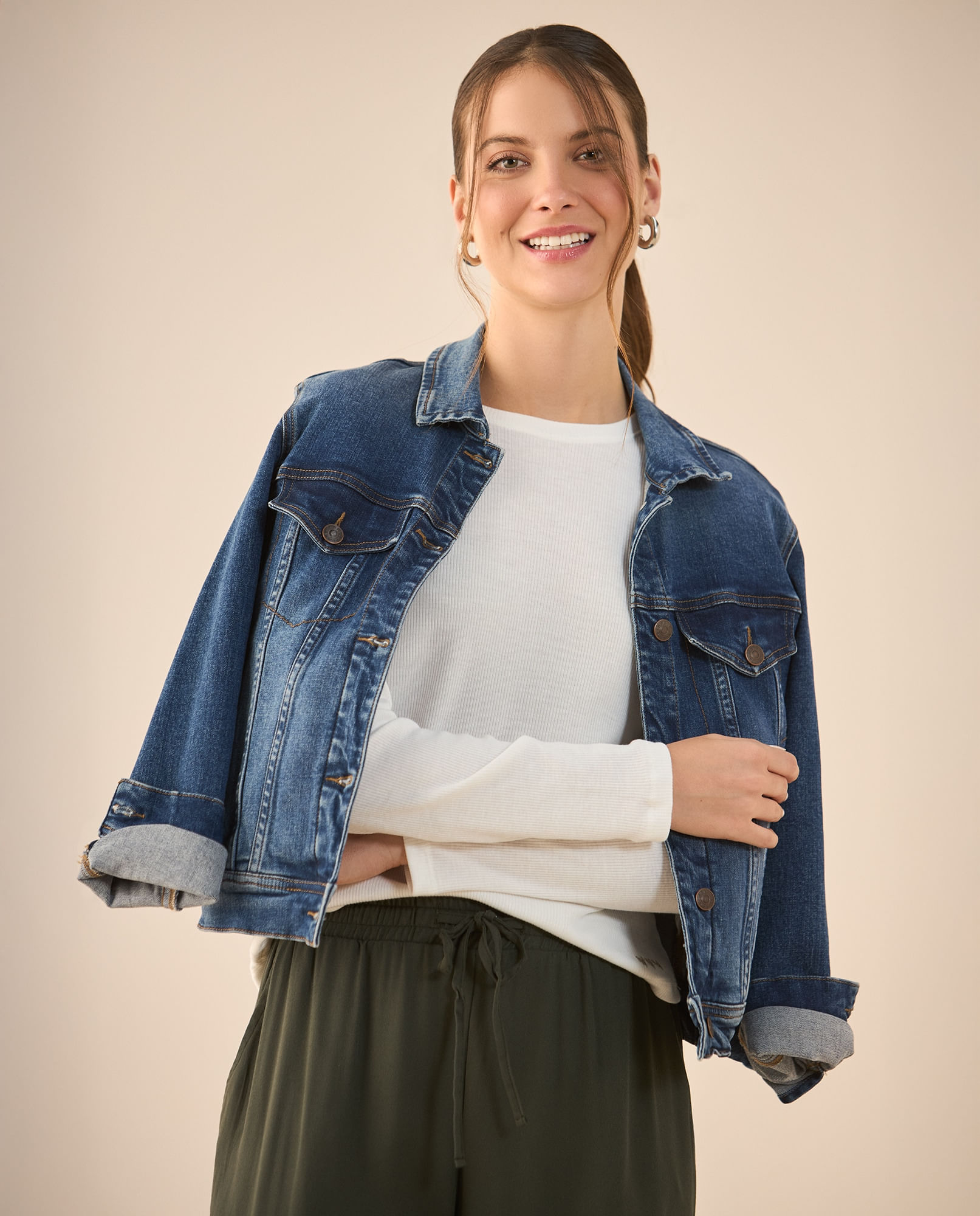 Camiseta de tela acanalada para mujer