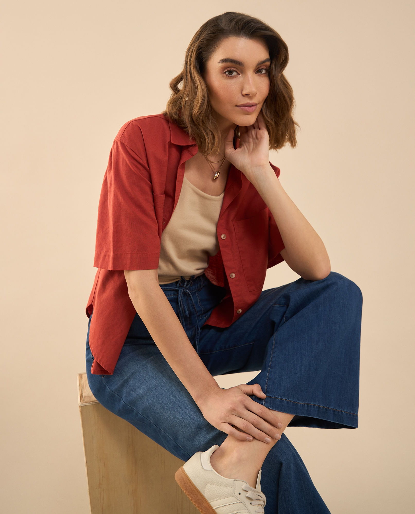 Camisa manga corta para mujer