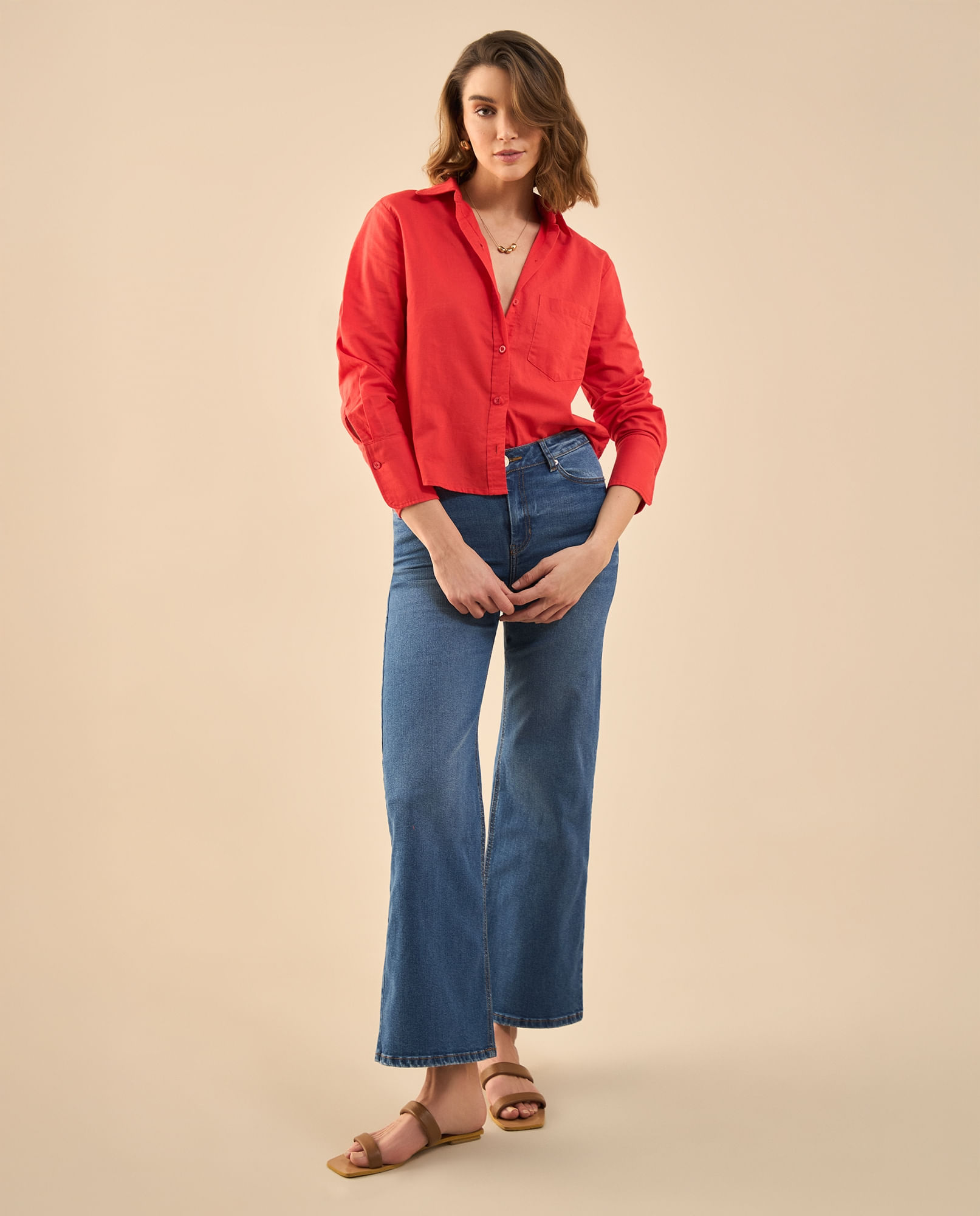 Jean Wide Leg tono oscuro para mujer