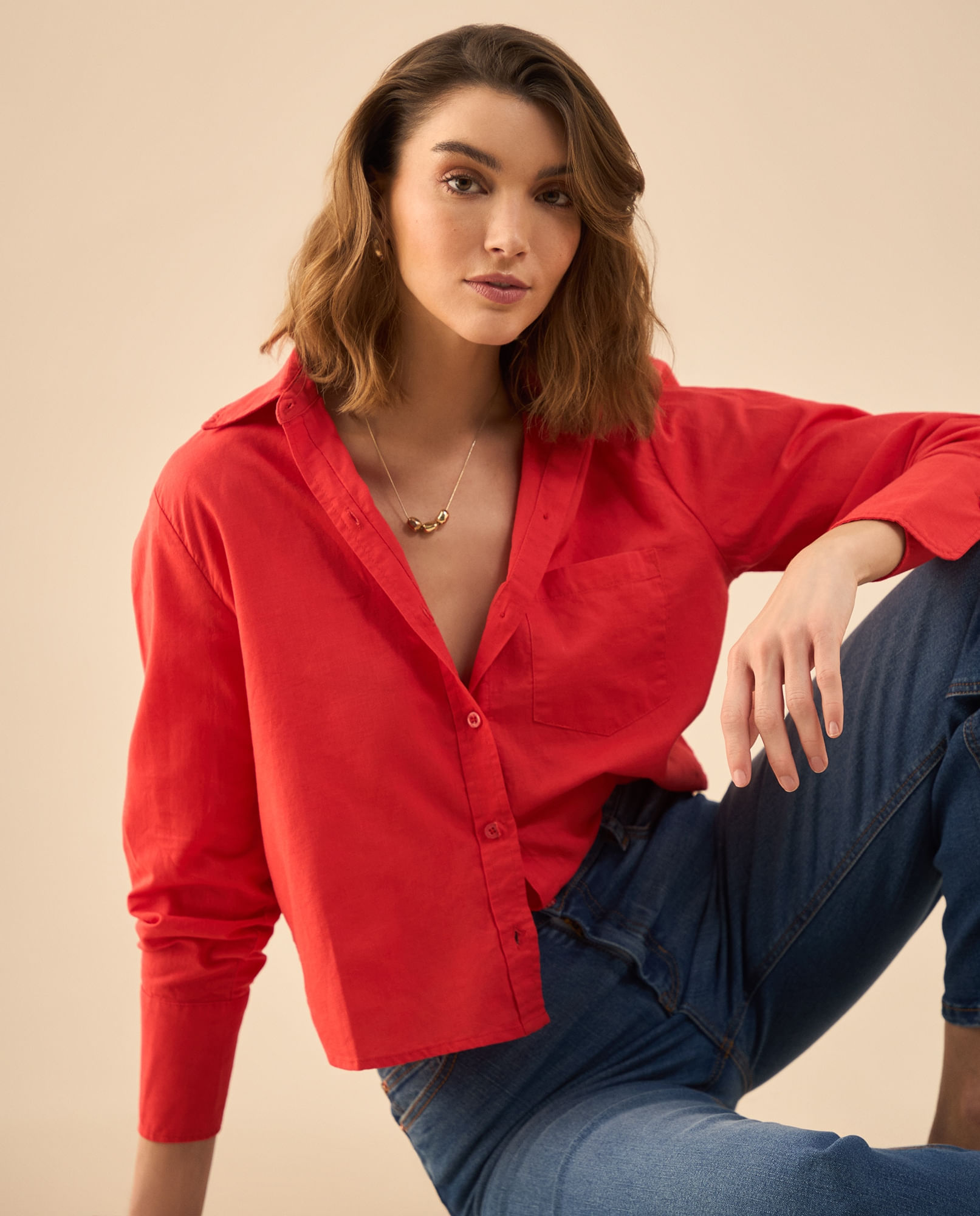 Camisa clásica manga larga para mujer