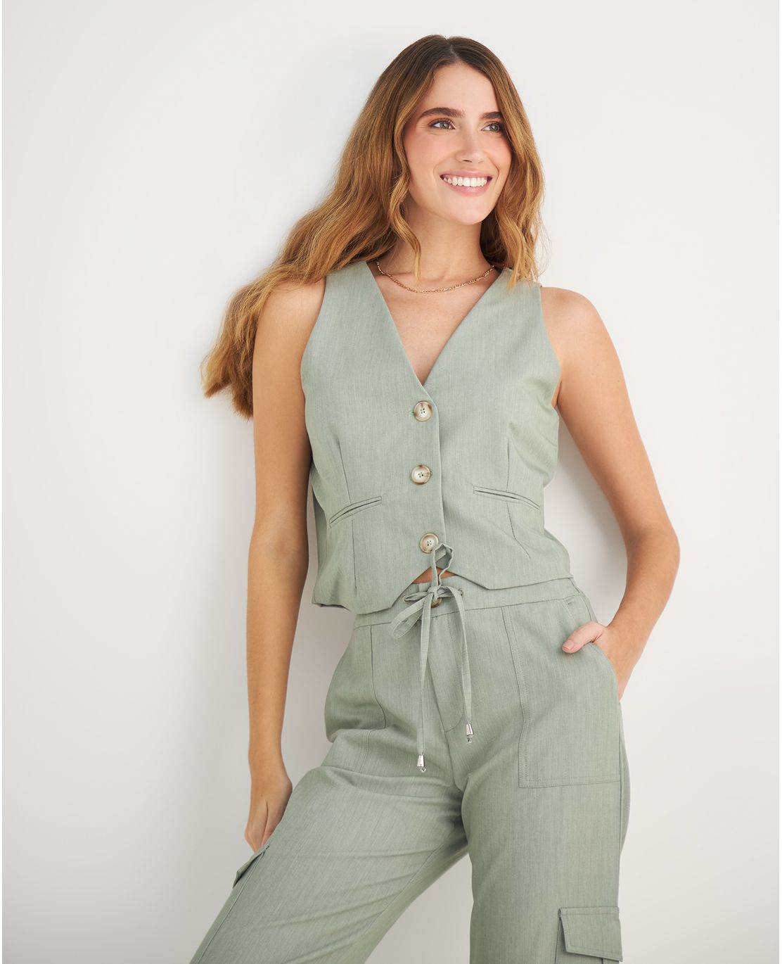 Chaleco con ajuste de botones para mujer