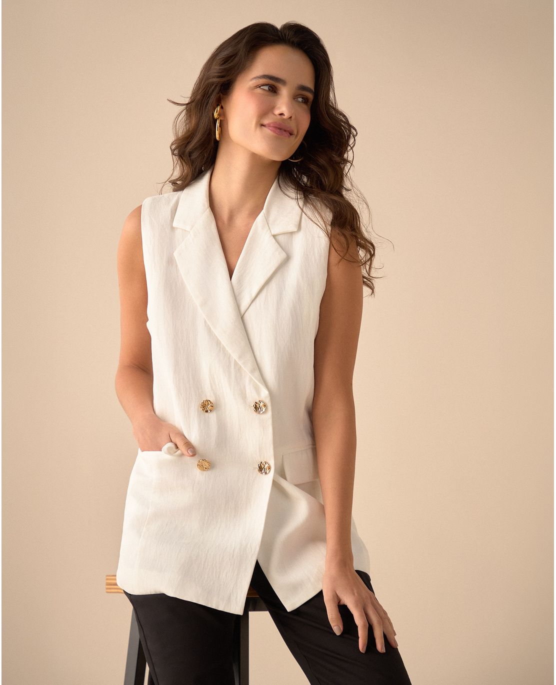 Chaleco cuello de solapa para mujer