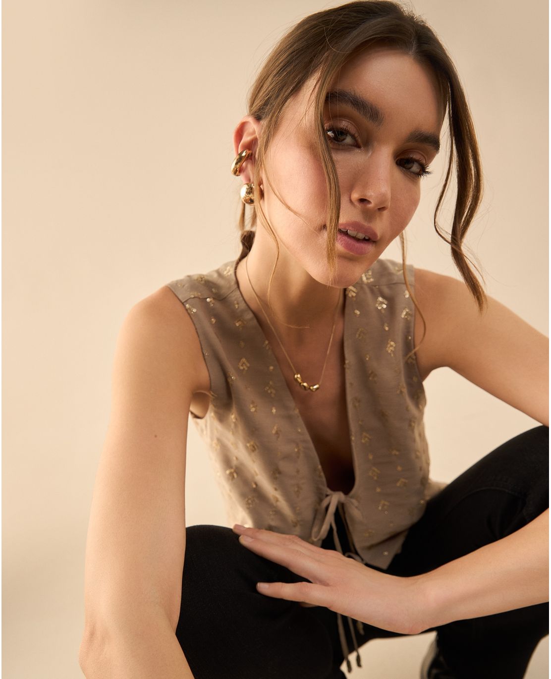 Chaleco con escote en V para mujer