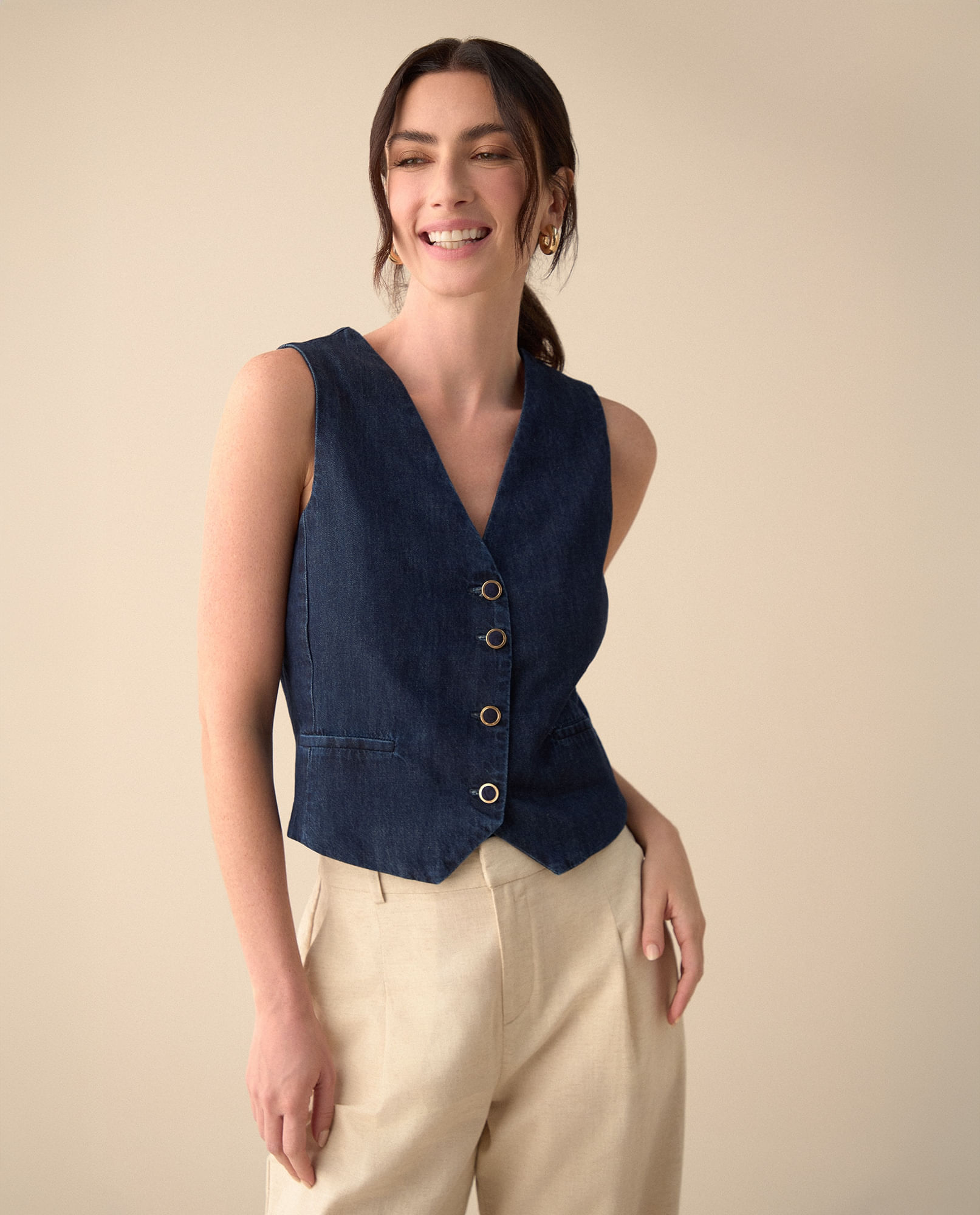 Chaleco con escote en V para mujer