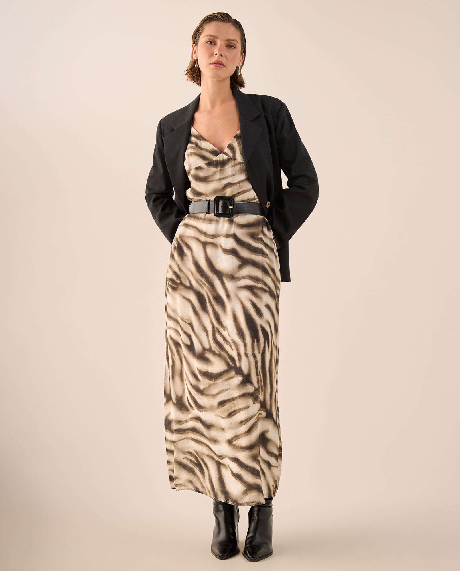 Vestido Midi con Estampado Animal Sofisticado