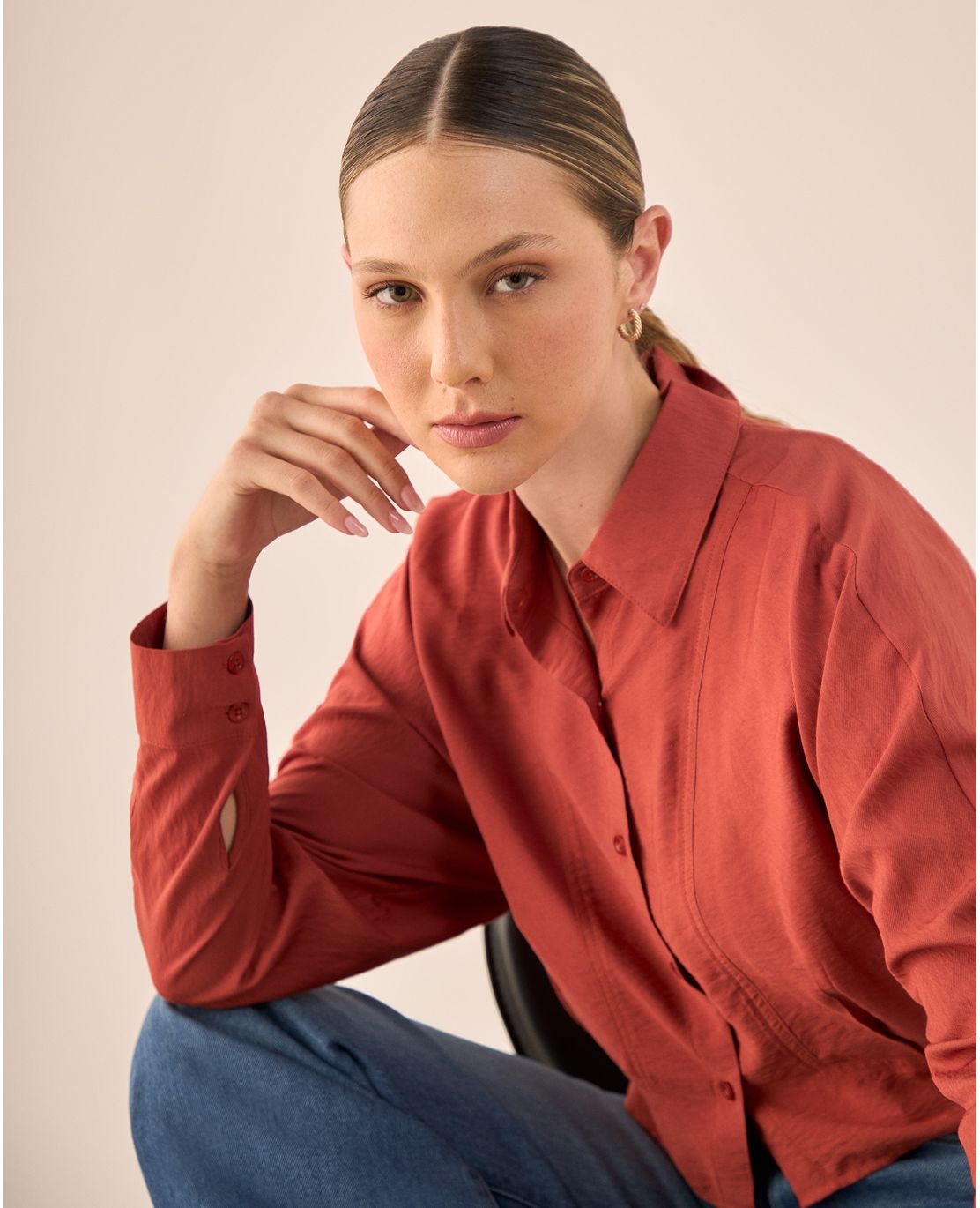 Camisa Roja Granero de Manga Larga