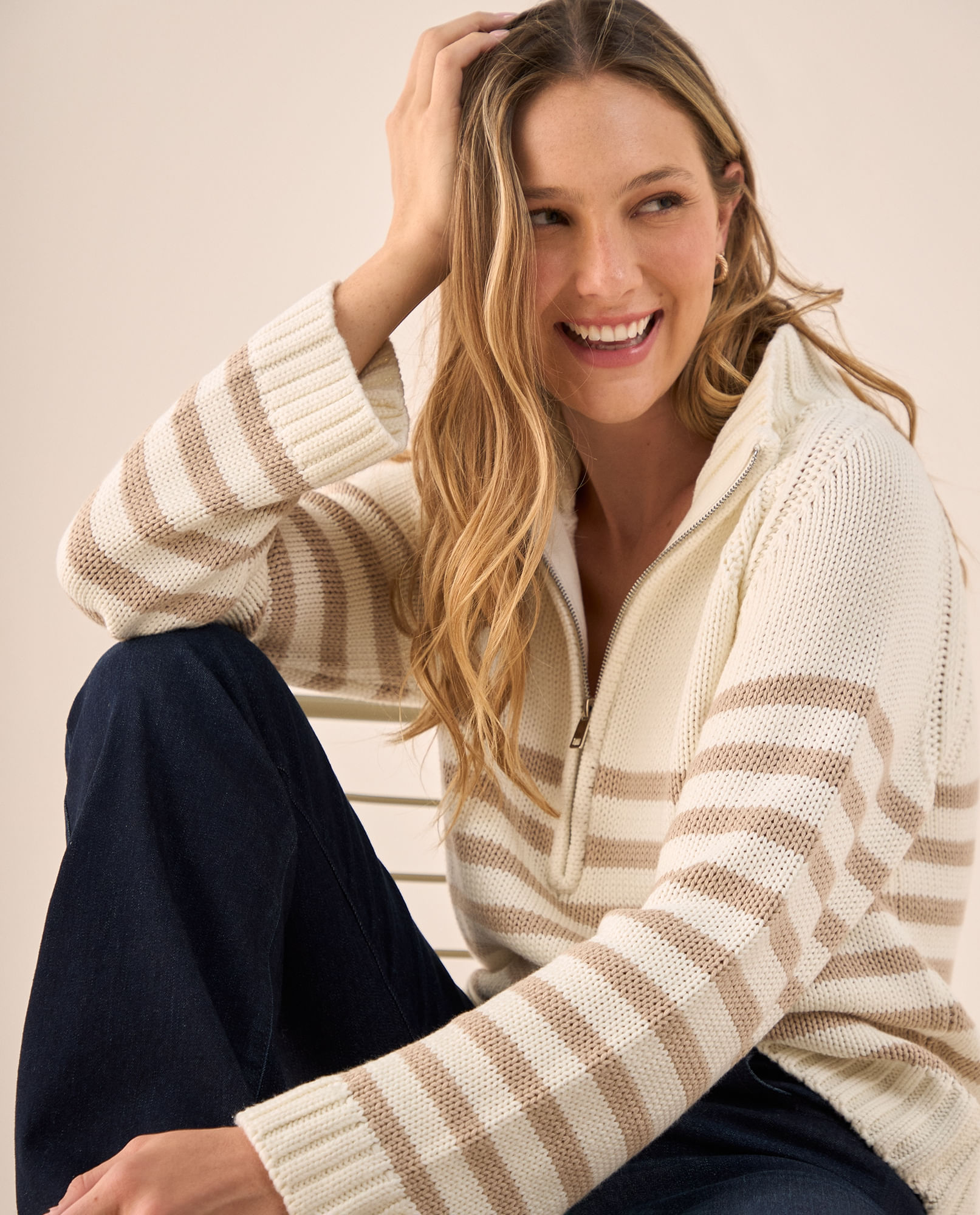 Suéter Rayas con Cremallera