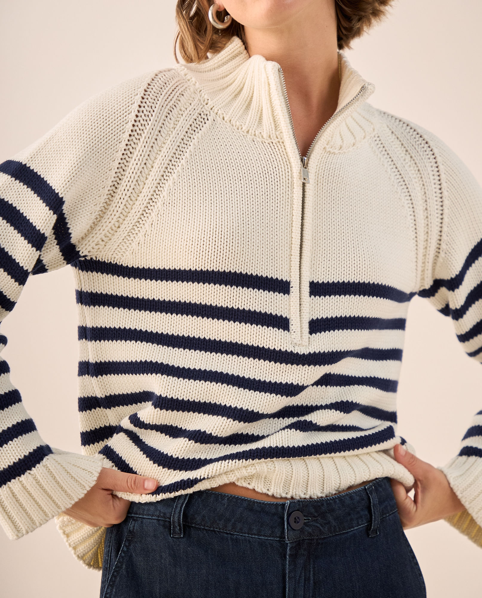 Suéter Rayas con Cremallera