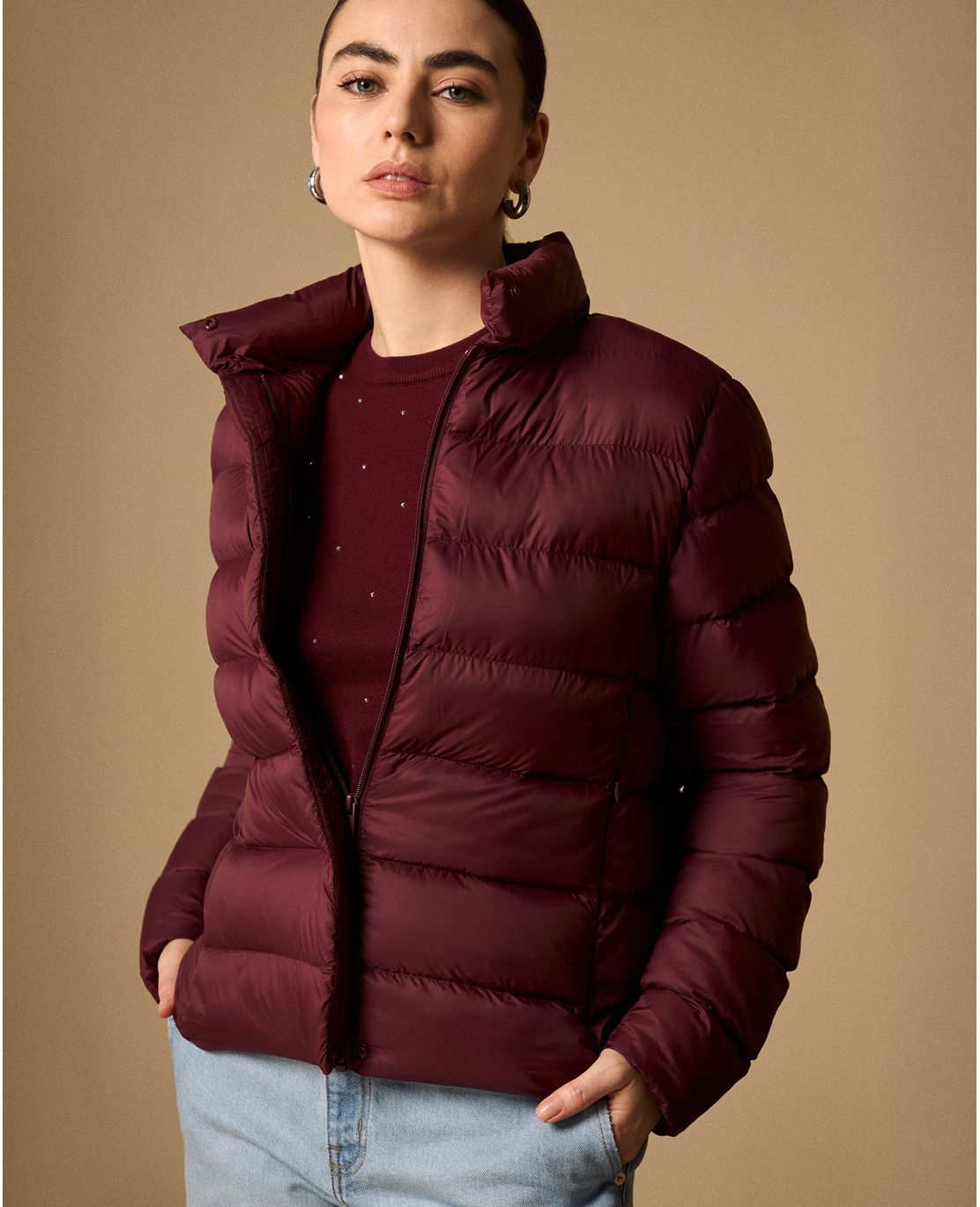 Chaqueta Puffer Roja Acolchada Premium