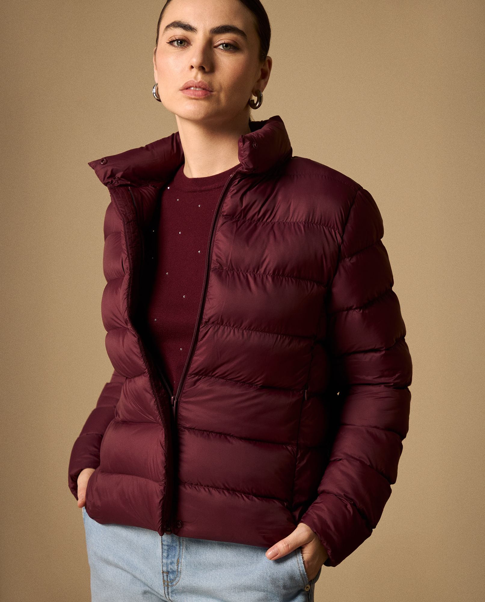 Chaqueta Puffer Roja Acolchada Premium