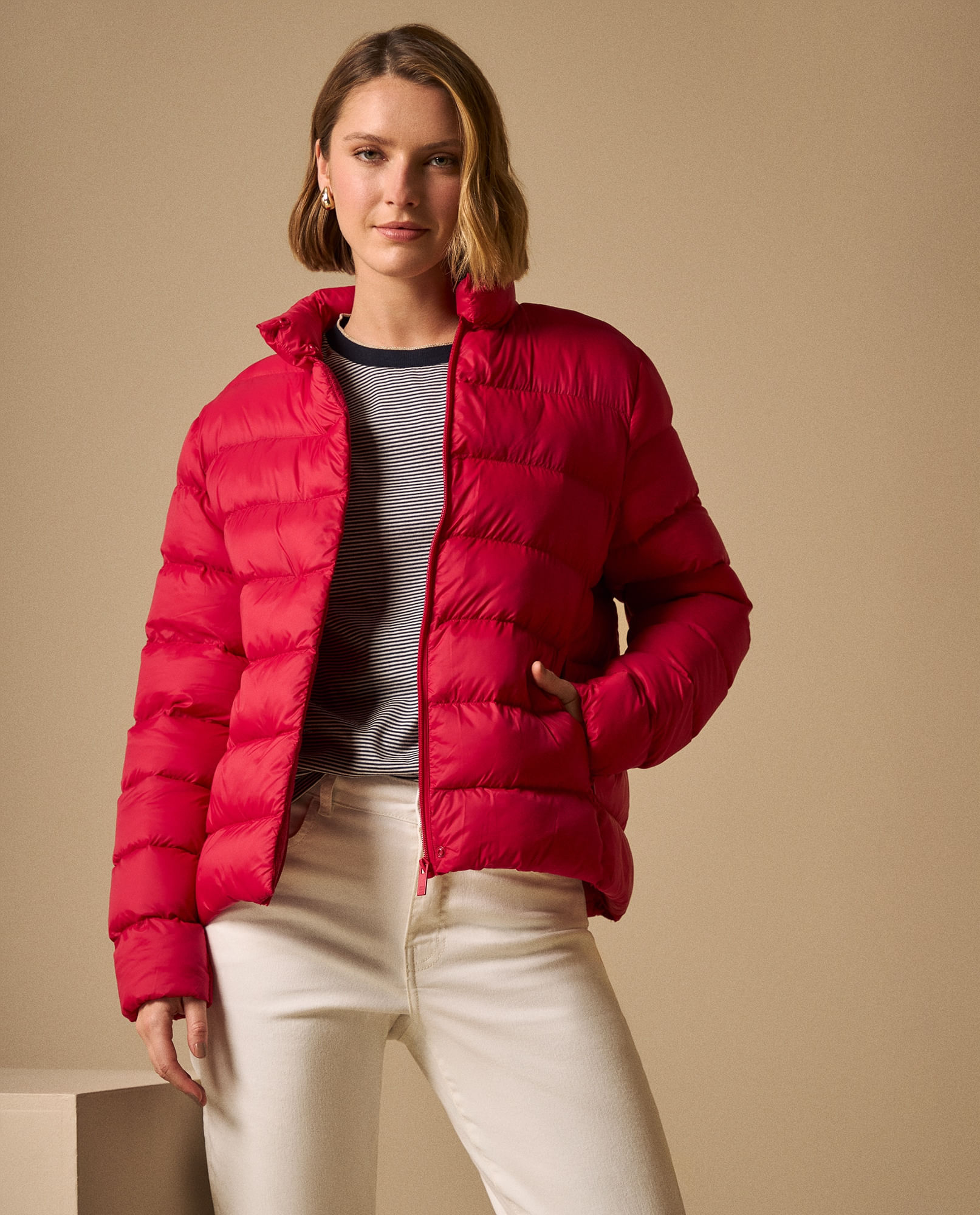 Chaqueta Puffer Roja Acolchada Premium