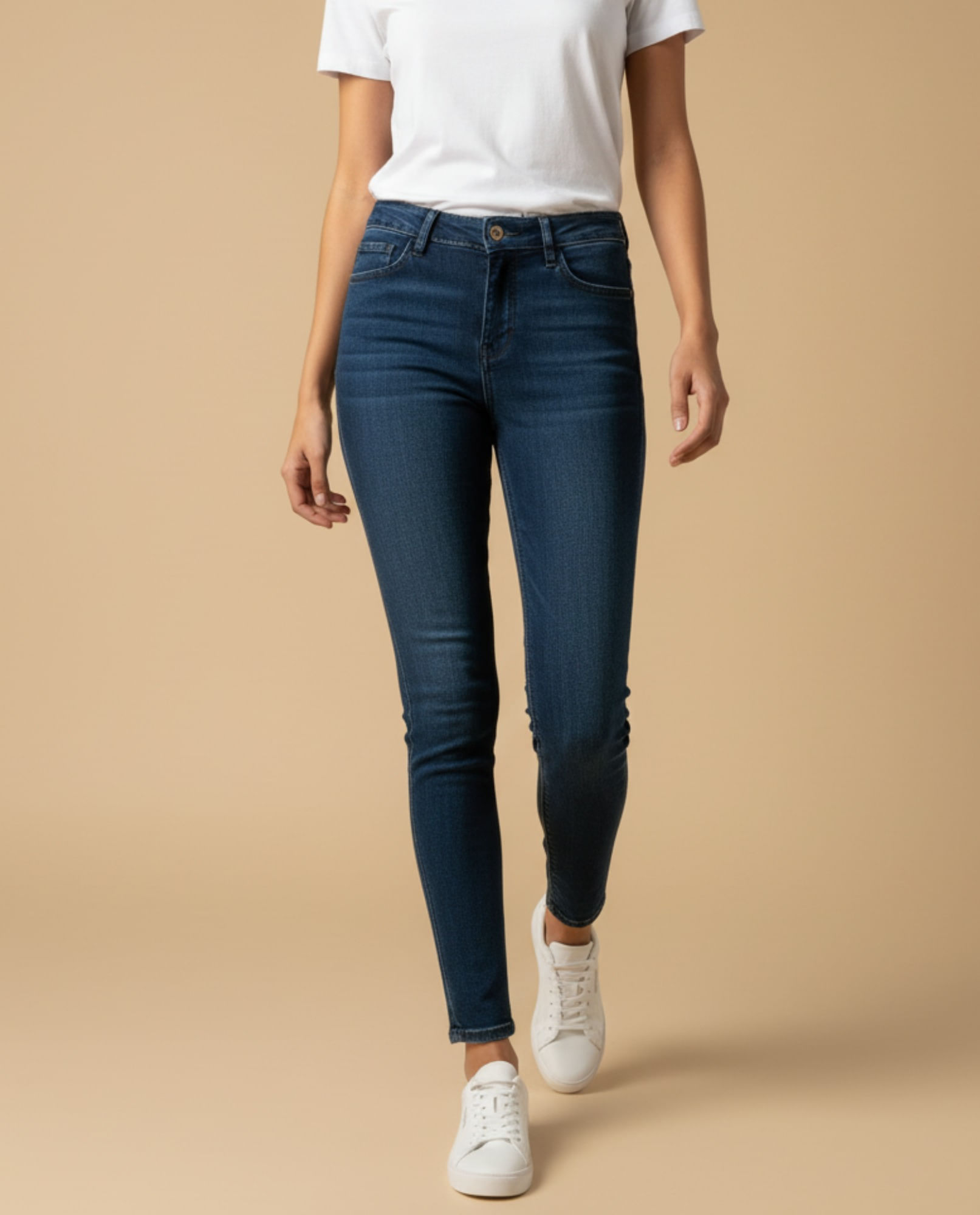 Jean skinny tiro alto cinco bolsillos para mujer