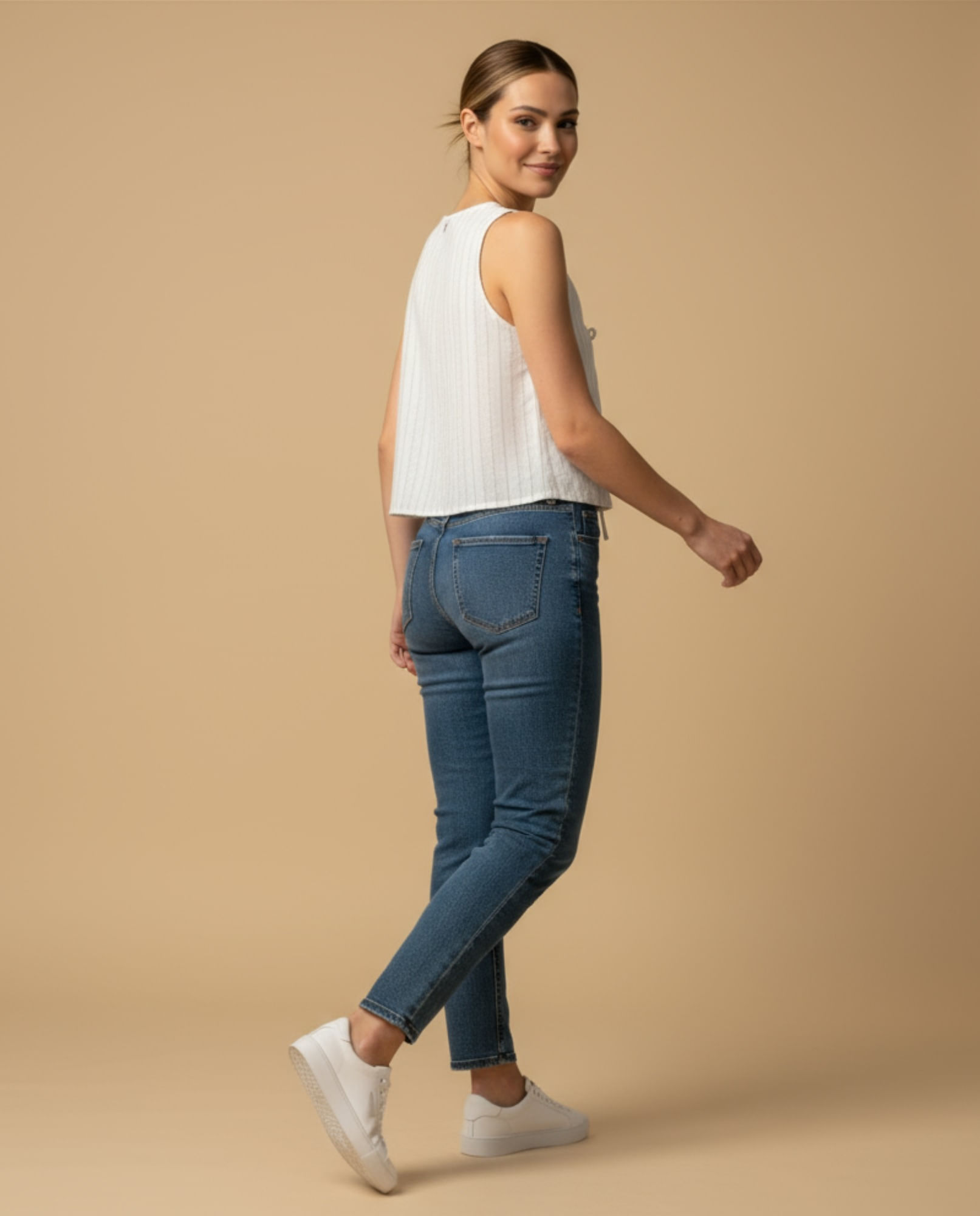 Chaleco crop top con cordones ajustables para mujer