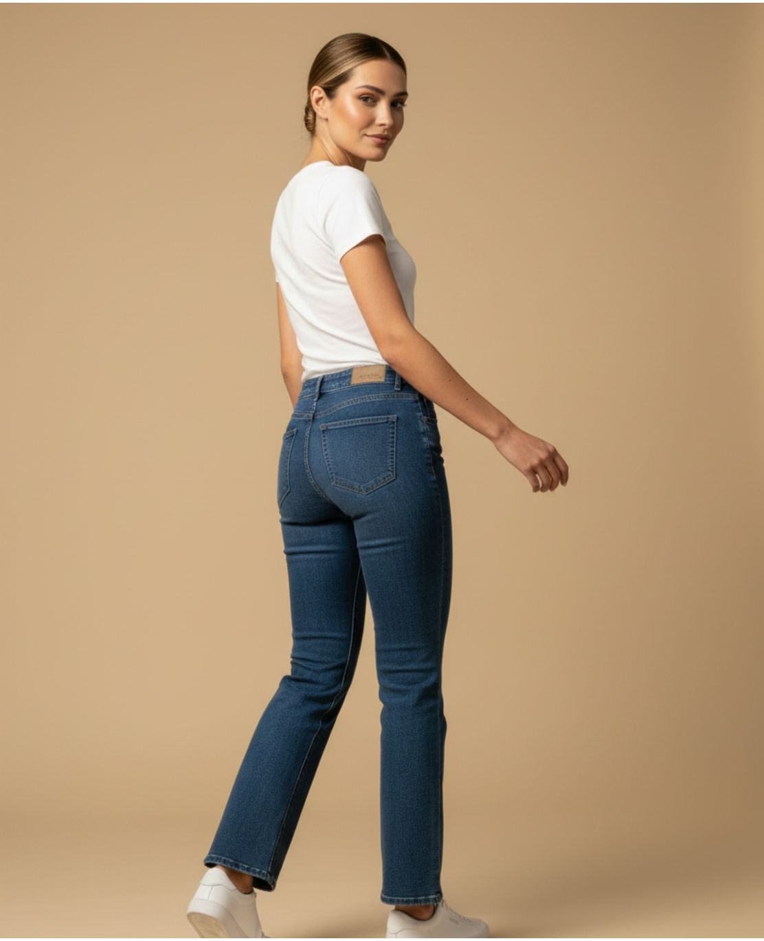 Jean bootcut tiro alto cinco bolsillos para mujer